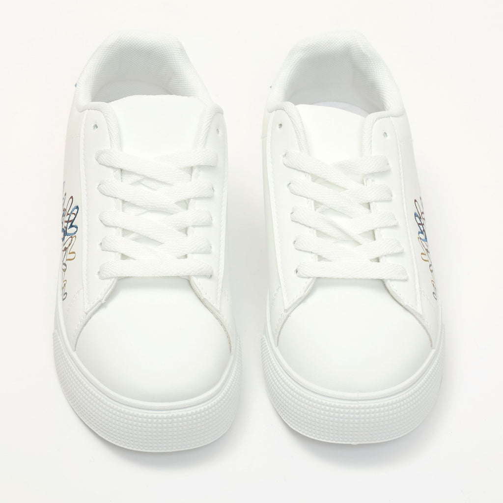 Sneakers in simil pelle con ricamo laterale- Art.BK513