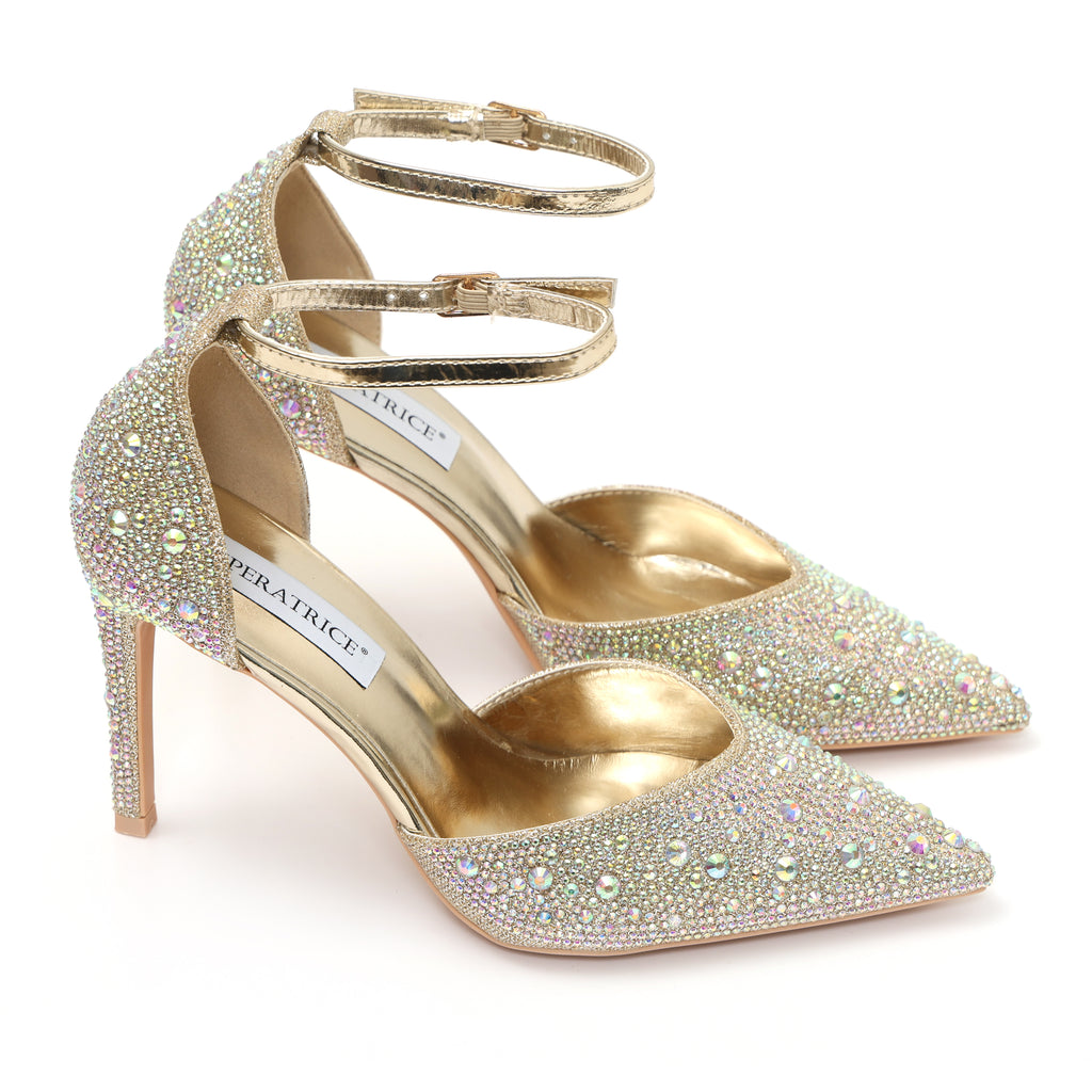 Sandali in simil pelle ricoperti di strass con tacco a spillo- Art.SP536