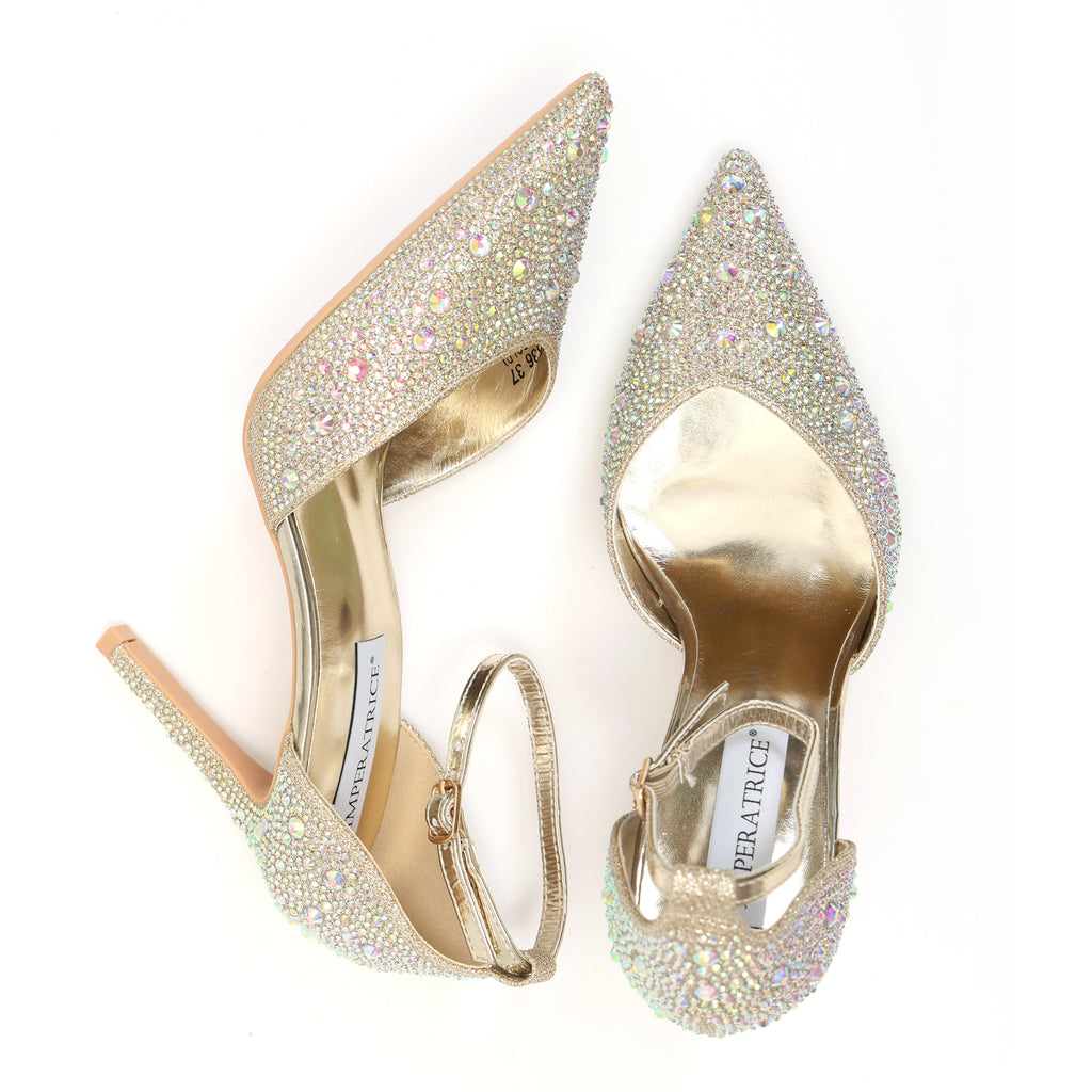 Sandali in simil pelle ricoperti di strass con tacco a spillo- Art.SP536
