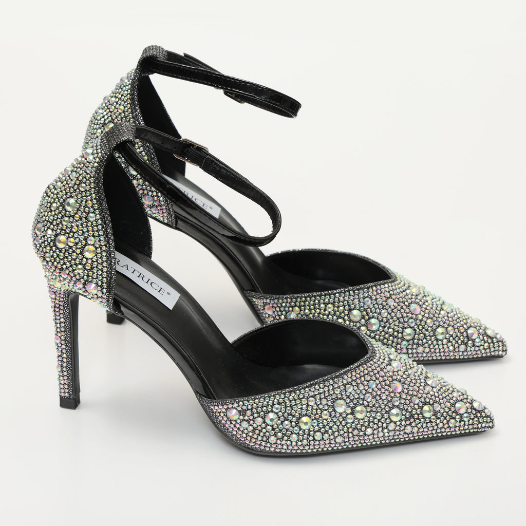Sandali in simil pelle ricoperti di strass con tacco a spillo- Art.SP536