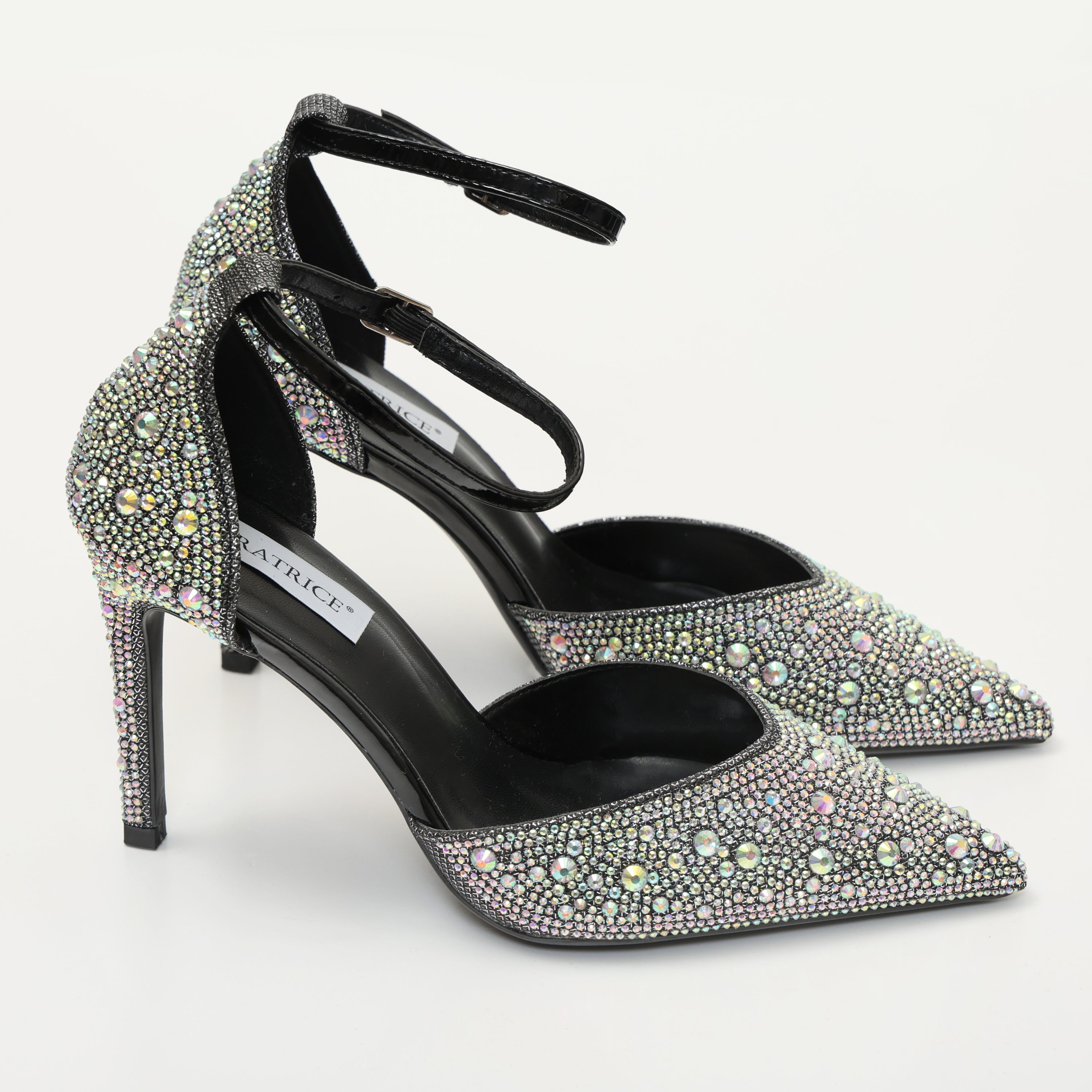 Sandali in simil pelle ricoperti di strass con tacco a spillo- Art.SP536