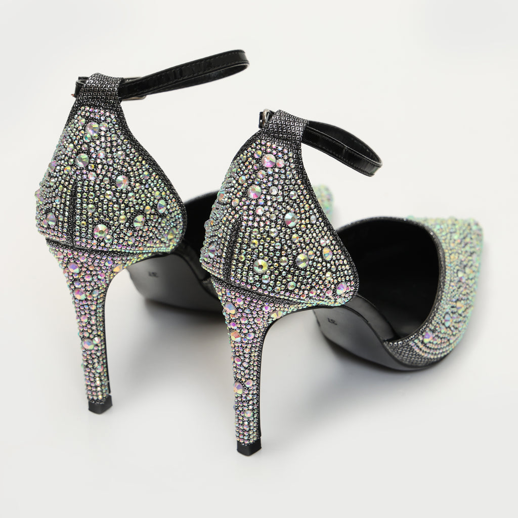 Sandali in simil pelle ricoperti di strass con tacco a spillo- Art.SP536