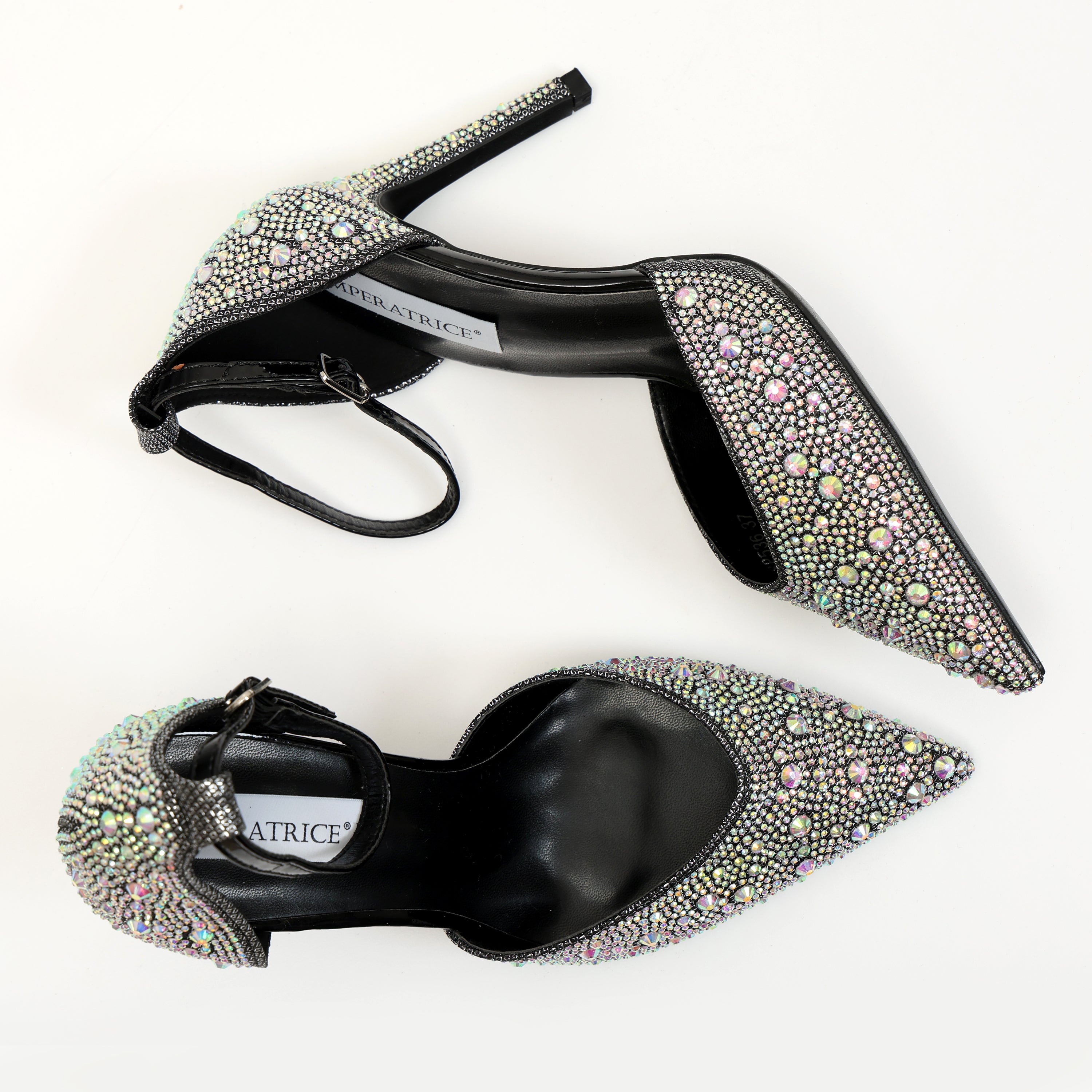 Sandali in simil pelle ricoperti di strass con tacco a spillo- Art.SP536