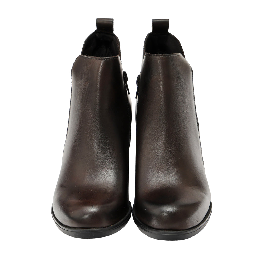 Tronchetto in vera pelle con tacco comodo e fascia elastica- Art.1307PELLE
