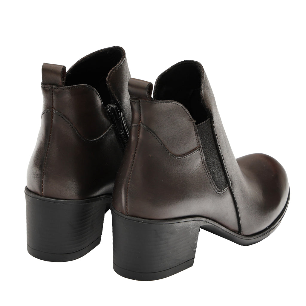 Tronchetto in vera pelle con tacco comodo e fascia elastica- Art.1307PELLE