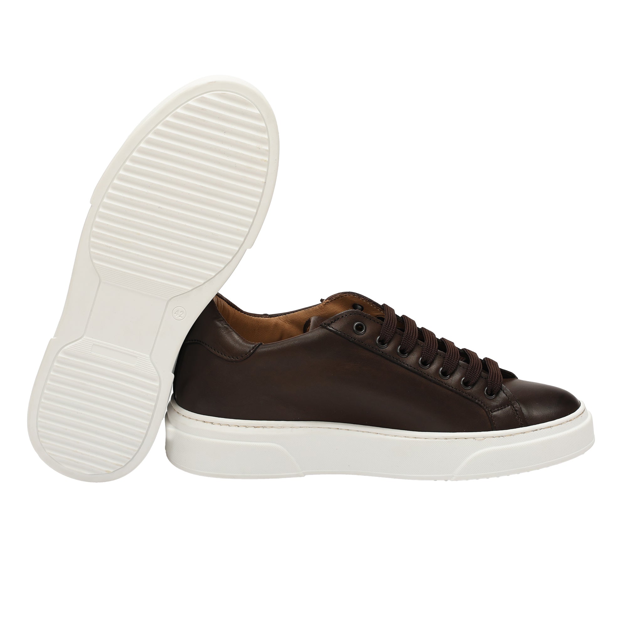Sneakers stringate in vera pelle -Art.6PELLE