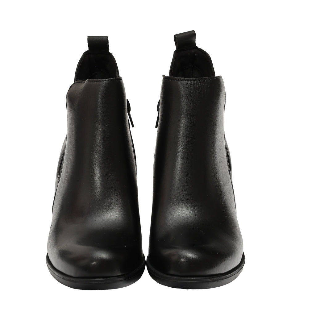 Tronchetto in vera pelle con tacco comodo e fascia elastica- Art.1307PELLE