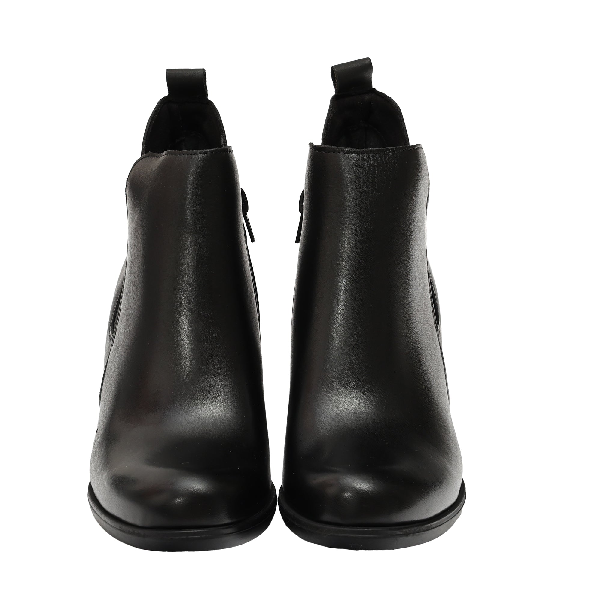Tronchetto in vera pelle con tacco comodo e fascia elastica- Art.1307PELLE
