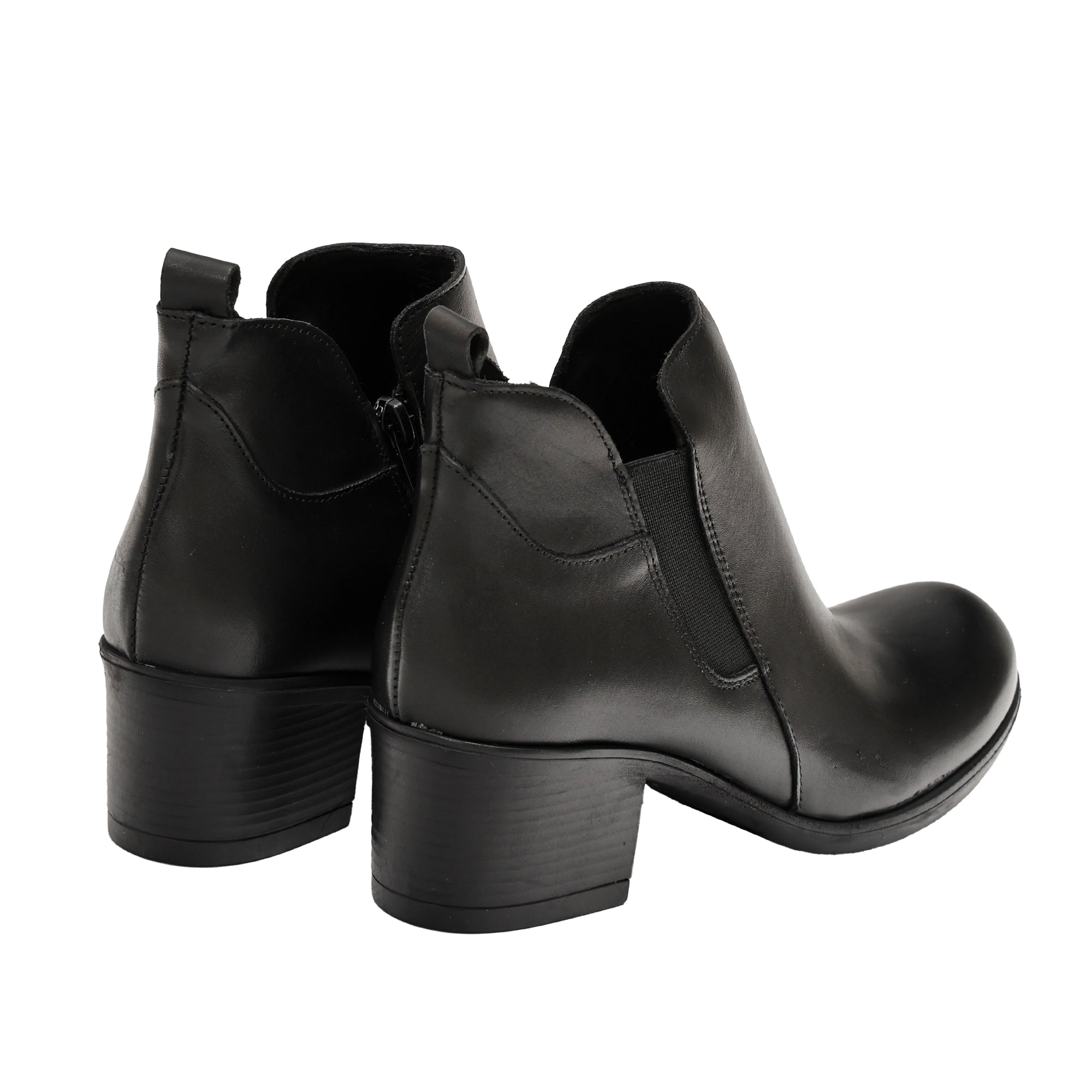 Tronchetto in vera pelle con tacco comodo e fascia elastica- Art.1307PELLE