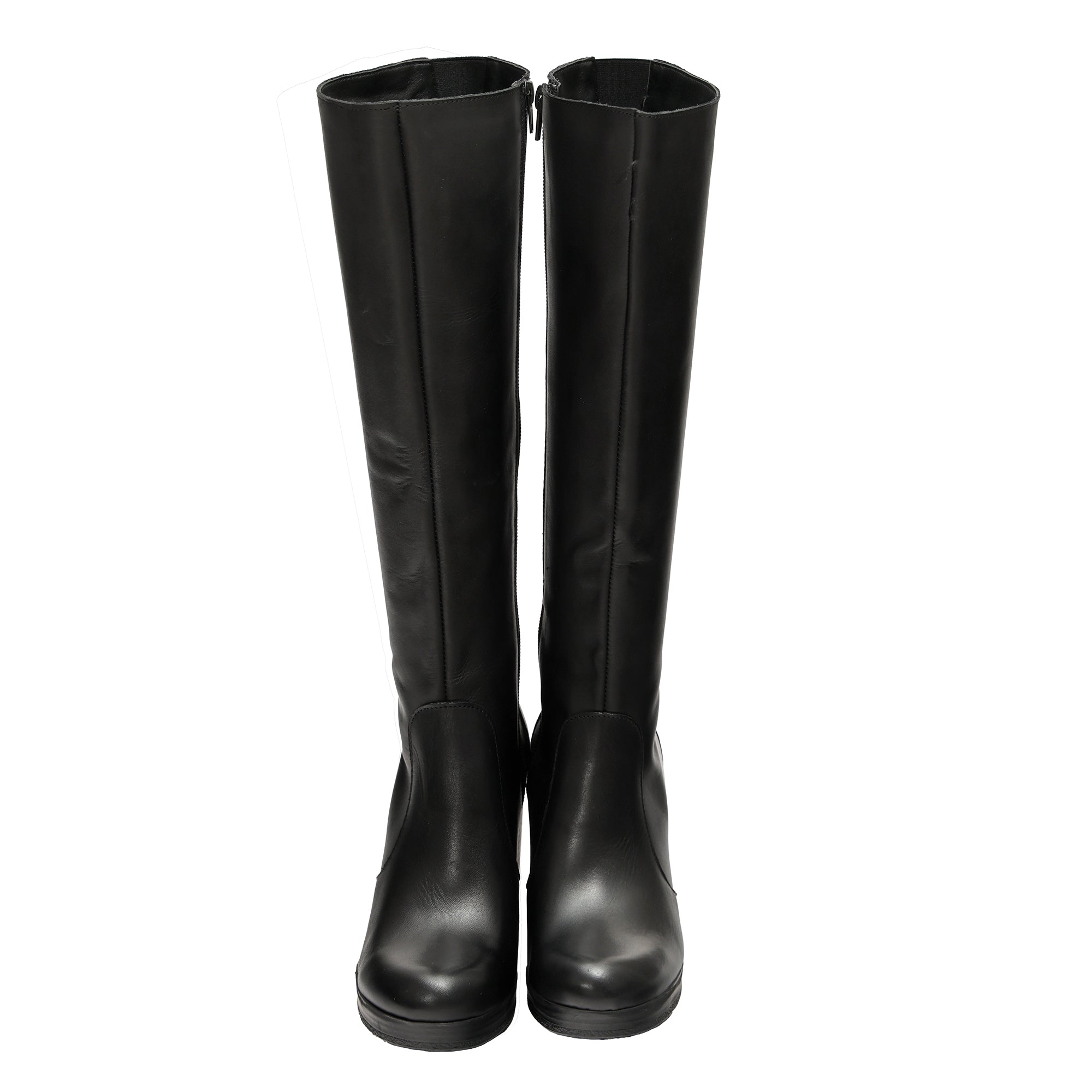Stivale in vera pelle con tacco e fascia elastica- Art.317PELLE