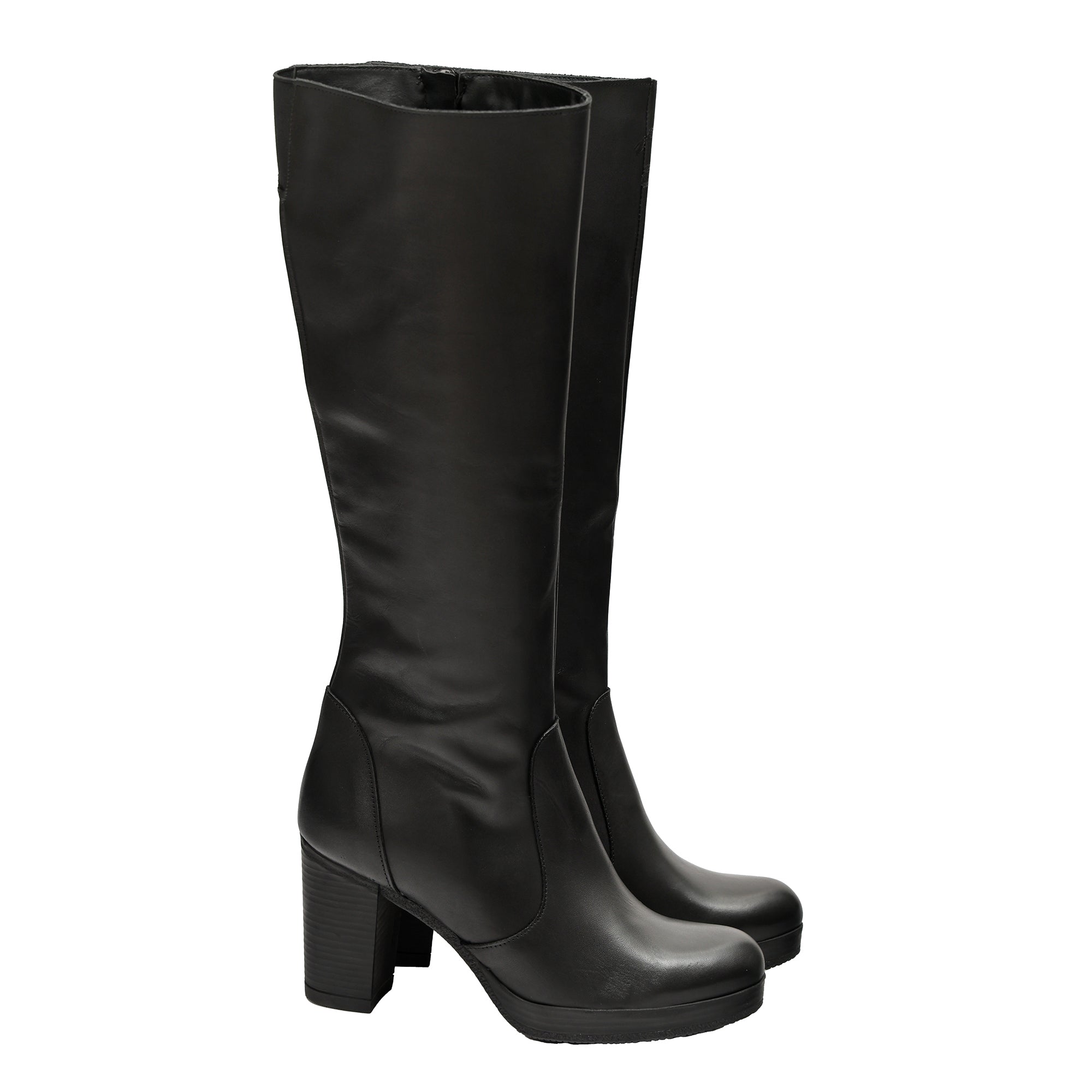 Stivale in vera pelle con tacco e fascia elastica- Art.317PELLE