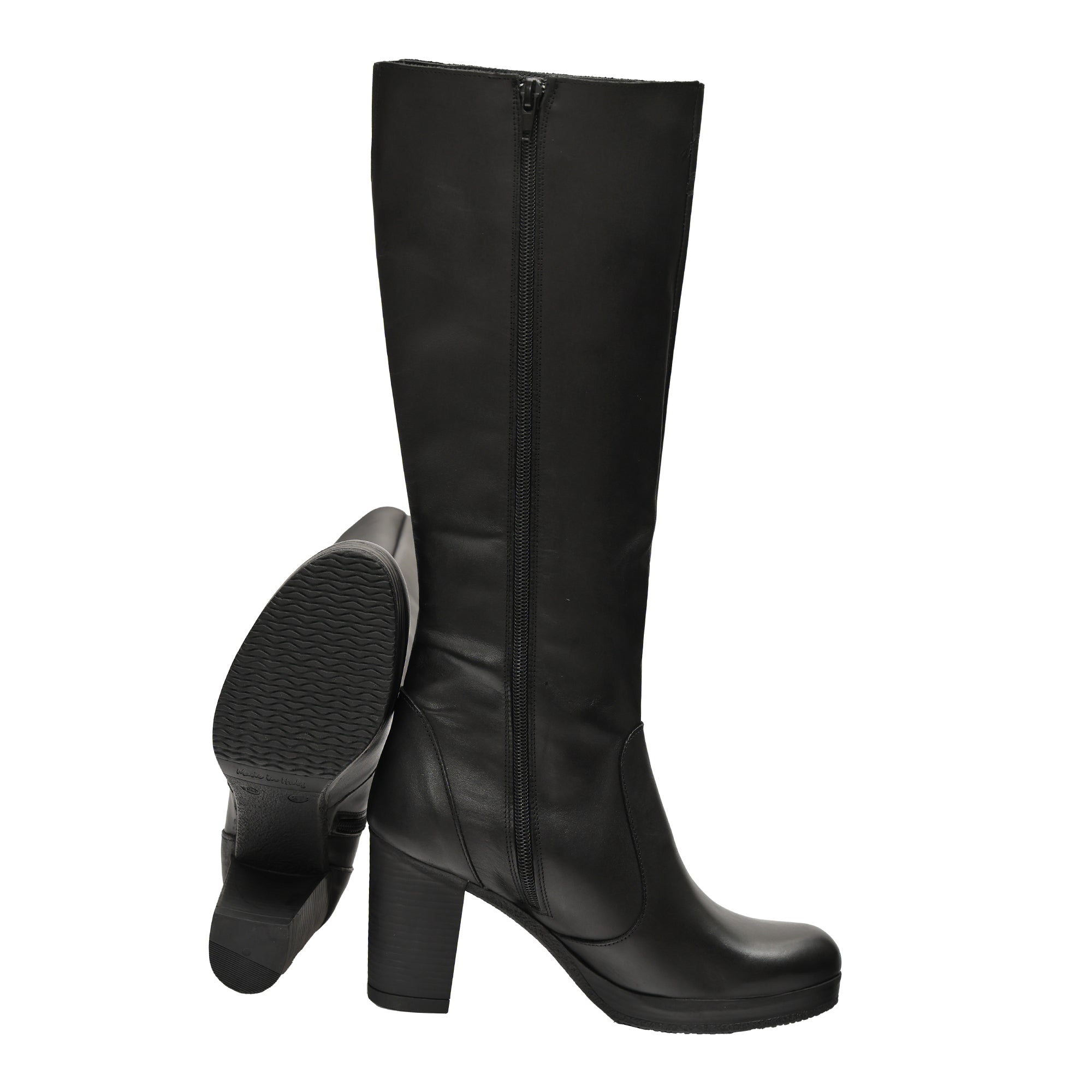 Stivale in vera pelle con tacco e fascia elastica- Art.317PELLE