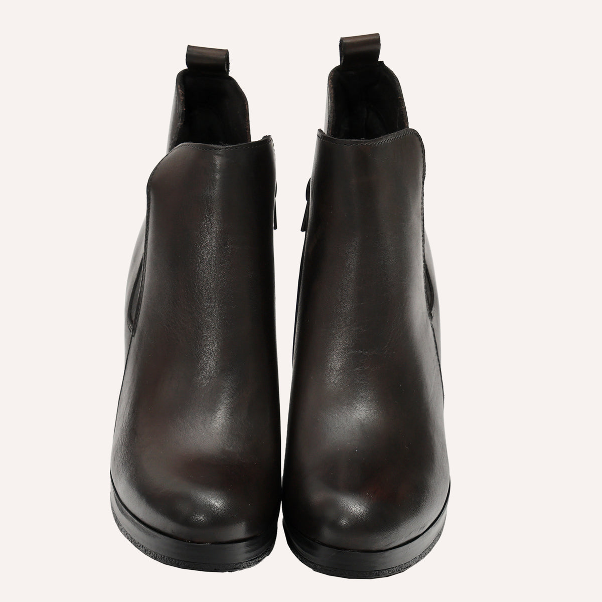 Stivaletto in vera pelle con tacco e fascia elastica- Art.302PELLE