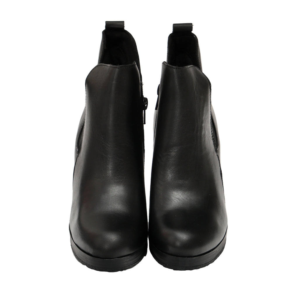 Stivaletto in vera pelle con tacco e fascia elastica- Art.302PELLE