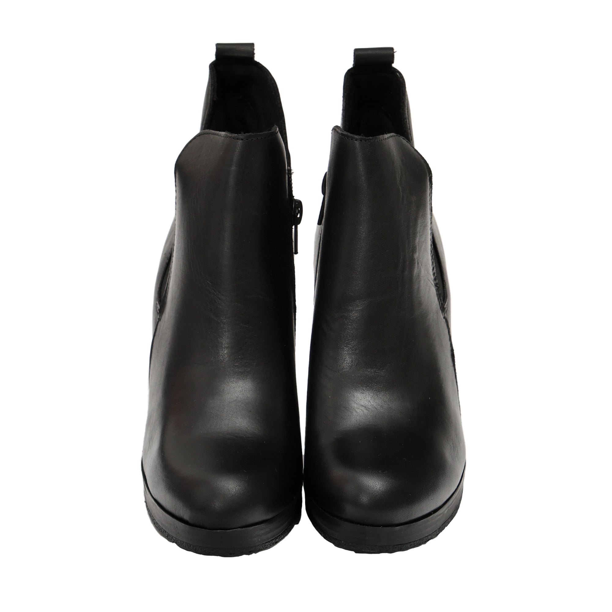 Stivaletto in vera pelle con tacco e fascia elastica- Art.302PELLE