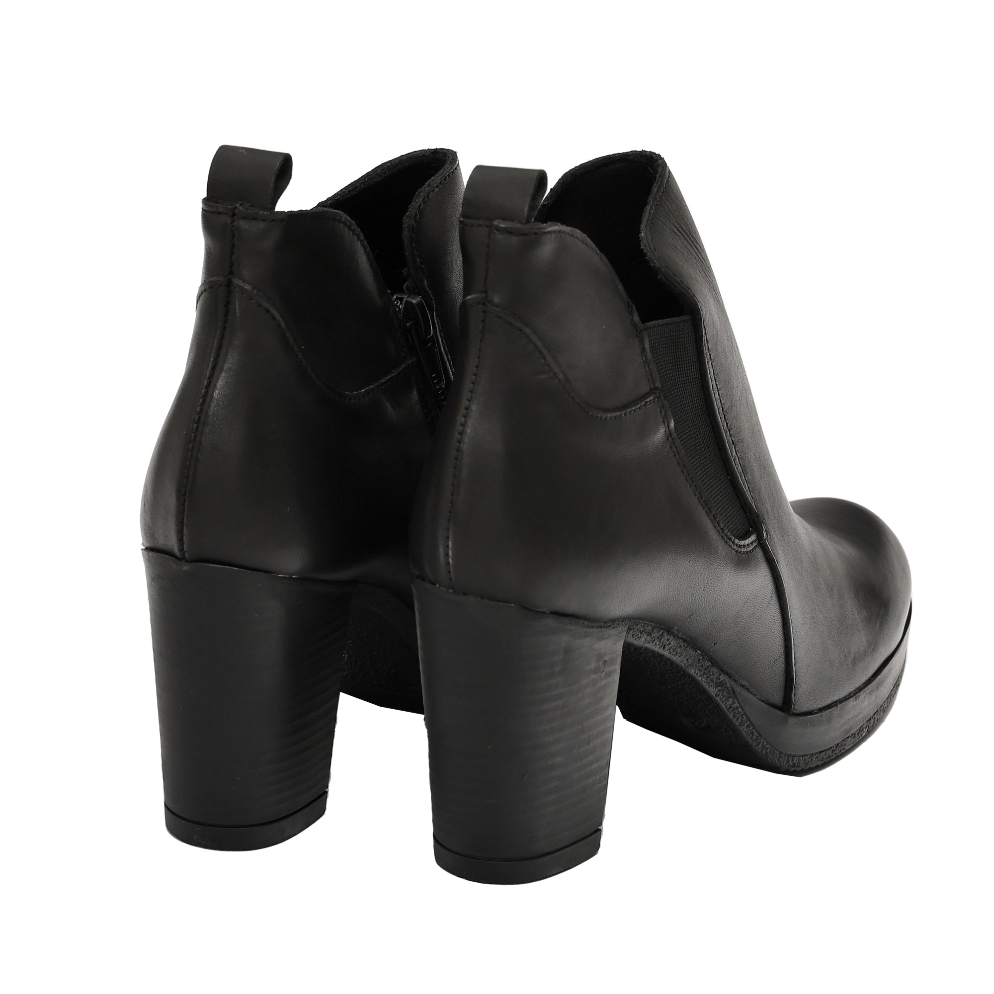 Stivaletto in vera pelle con tacco e fascia elastica- Art.302PELLE