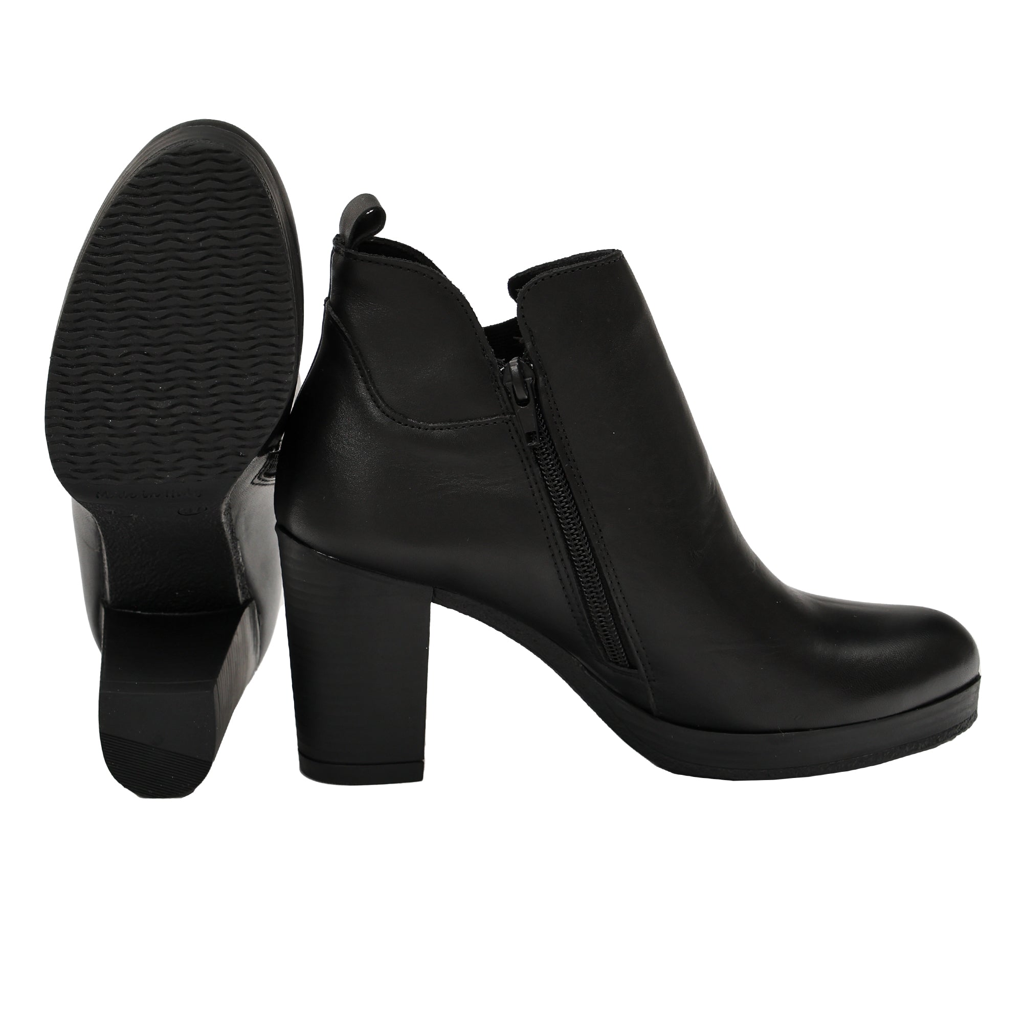 Stivaletto in vera pelle con tacco e fascia elastica- Art.302PELLE