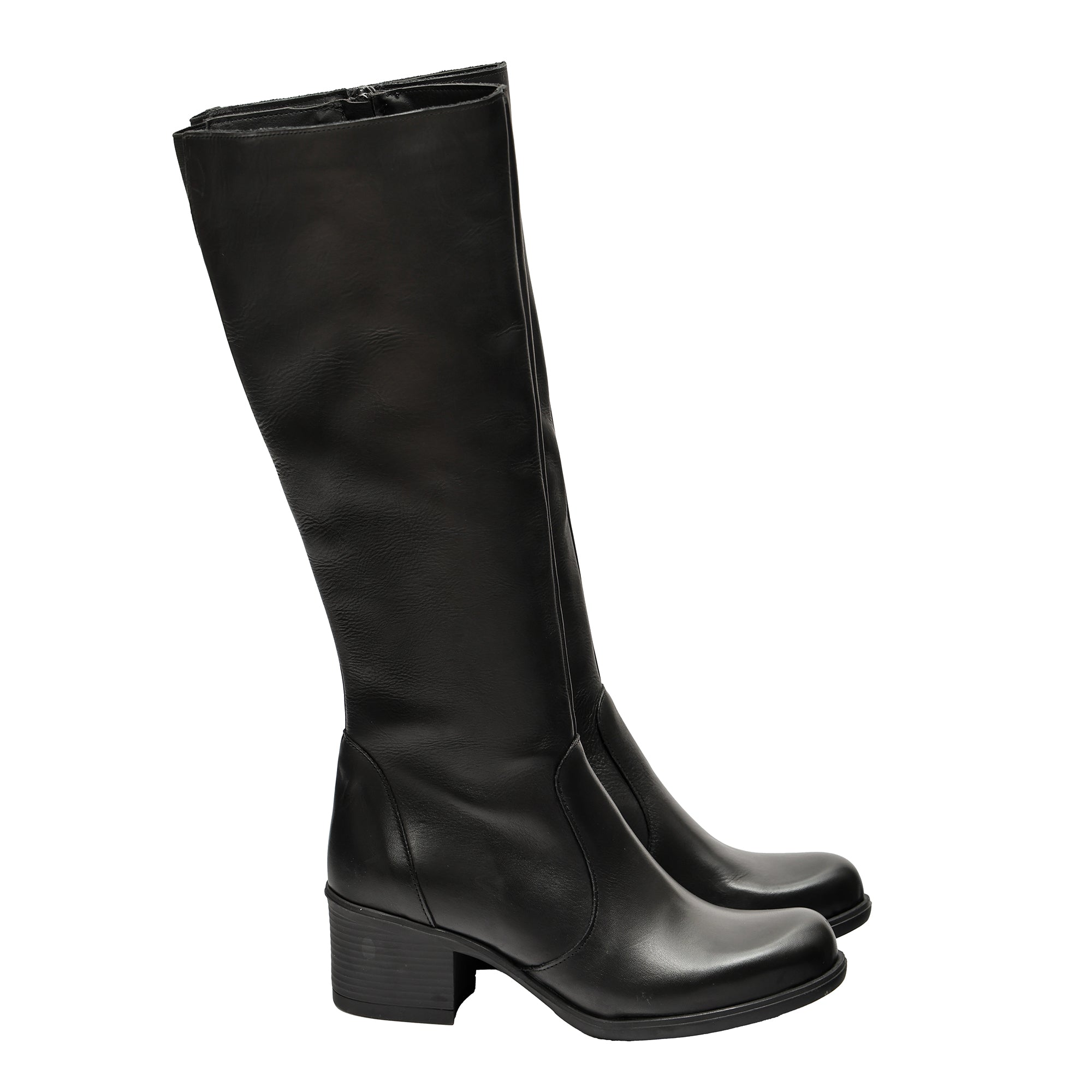 Stivale in vera pelle con tacco e fascia elastica- Art.1309PELLE