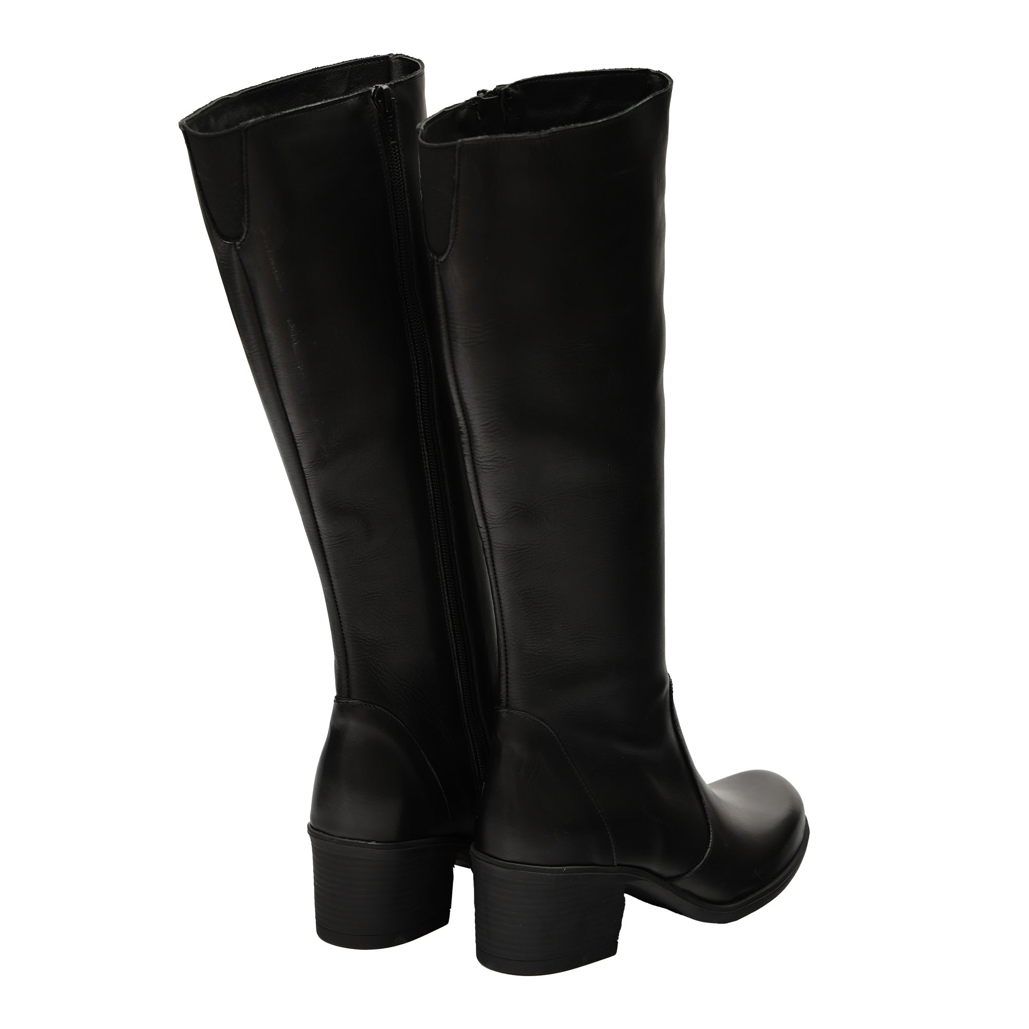 Stivale in vera pelle con tacco e fascia elastica- Art.1309PELLE