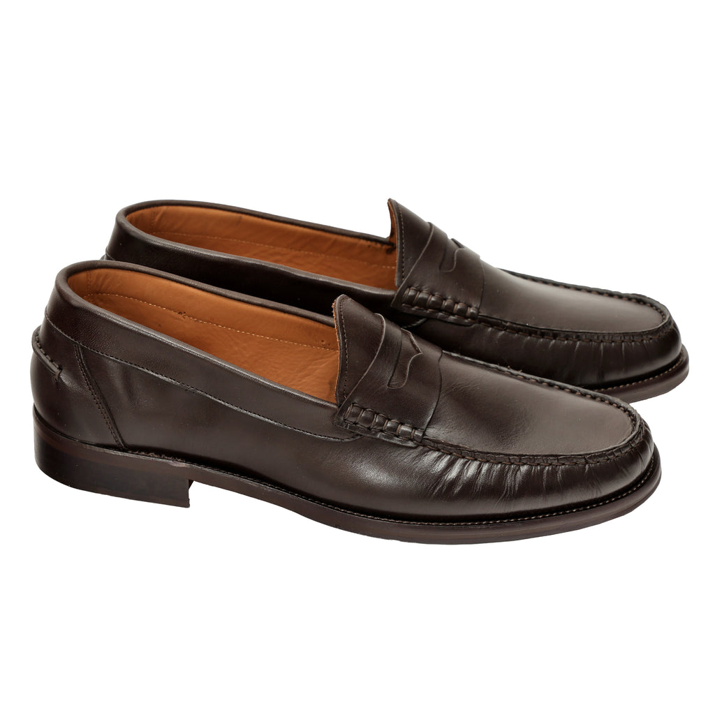 Mocassino a tubolare in pelle crust con suola in vero cuoio cucita-Art.1101CRUSTFDO18285