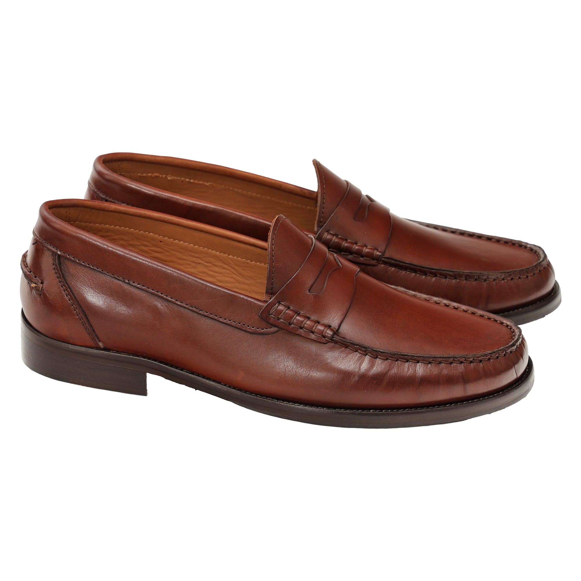 Mocassino a tubolare in pelle crust con suola in vero cuoio cucita-Art.1101CRUSTFDO18285