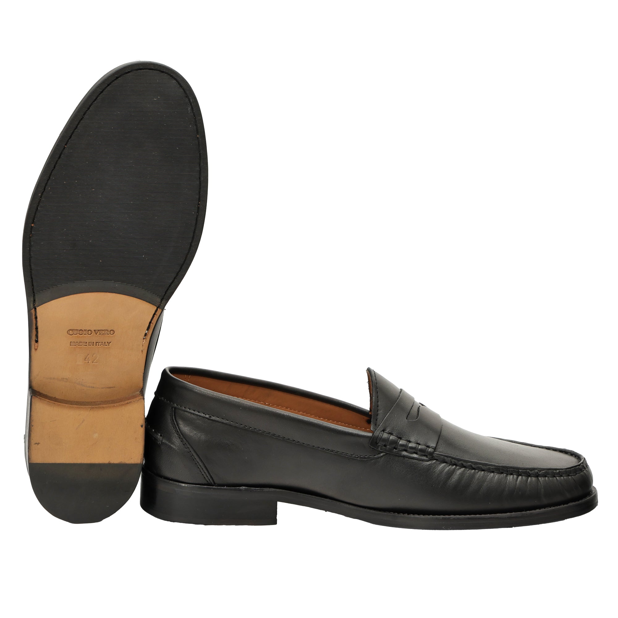 Mocassino a tubolare in pelle crust con suola in vero cuoio cucita-Art.1101CRUSTFDO18285