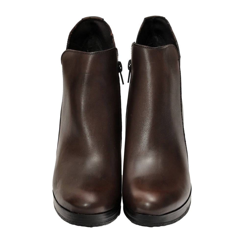 Tronchetto in vera pelle con tacco e plateaux- Art.309PELLE
