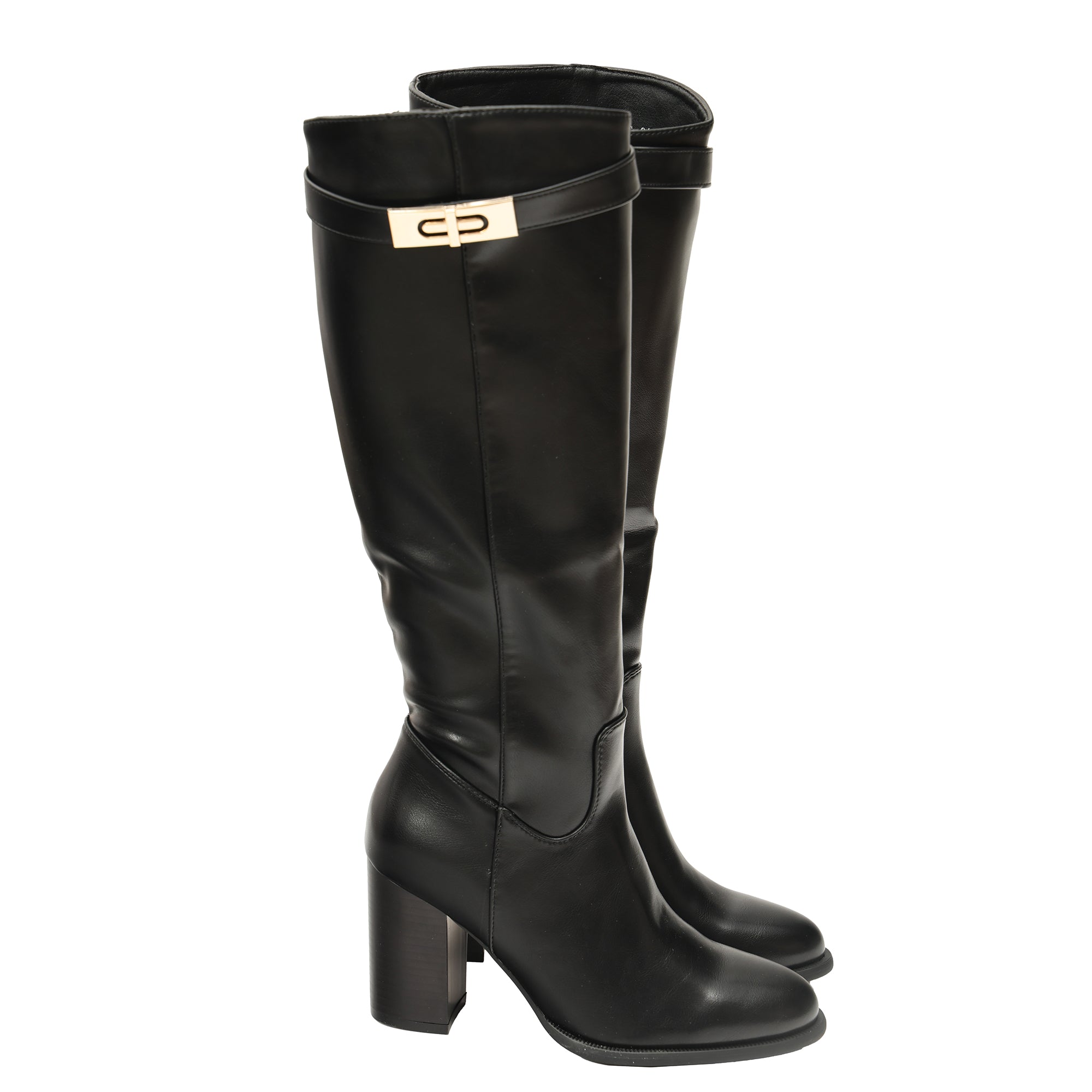 Stivale in simil pelle con tacco alto largo- Art.CHC501