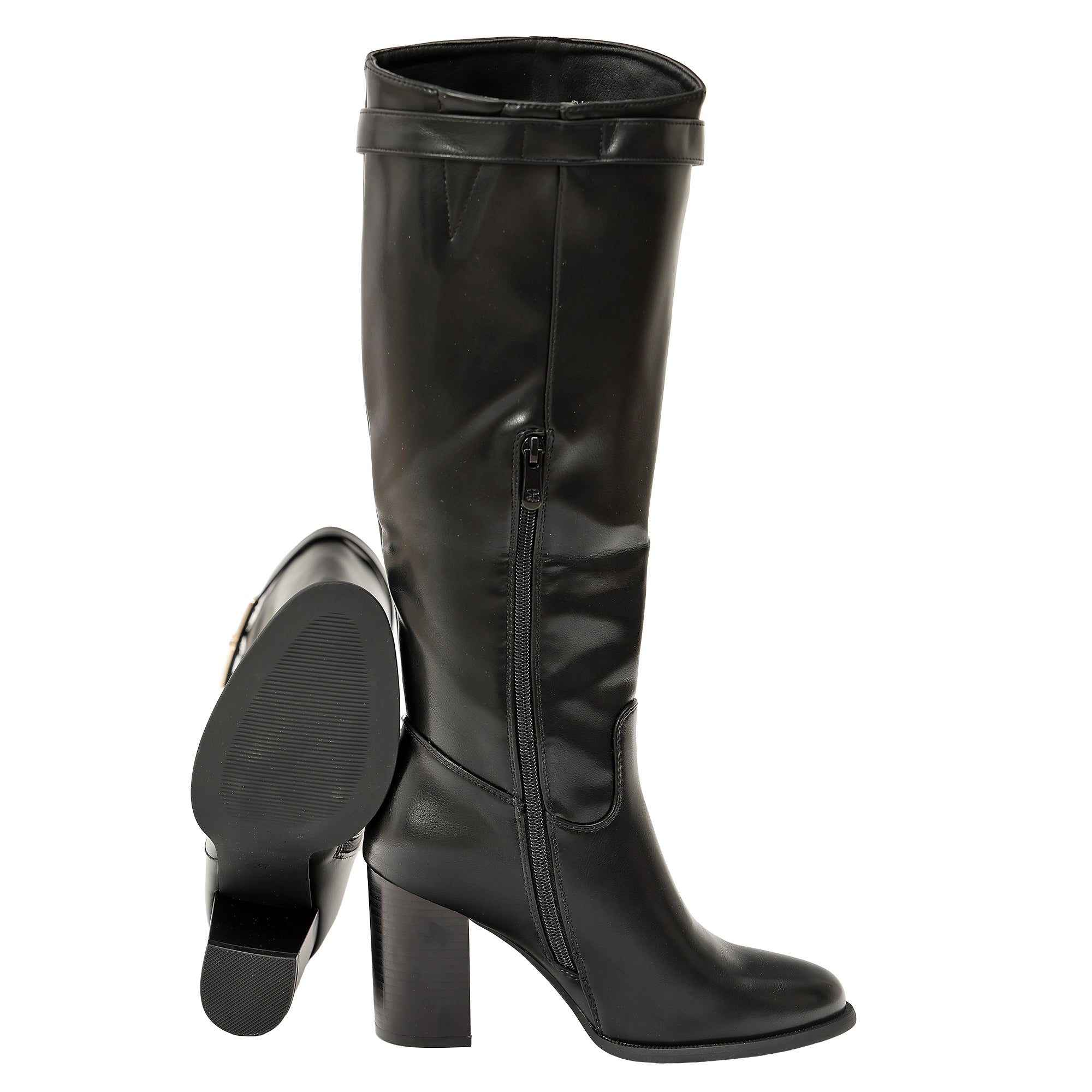 Stivale in simil pelle con tacco alto largo- Art.CHC501