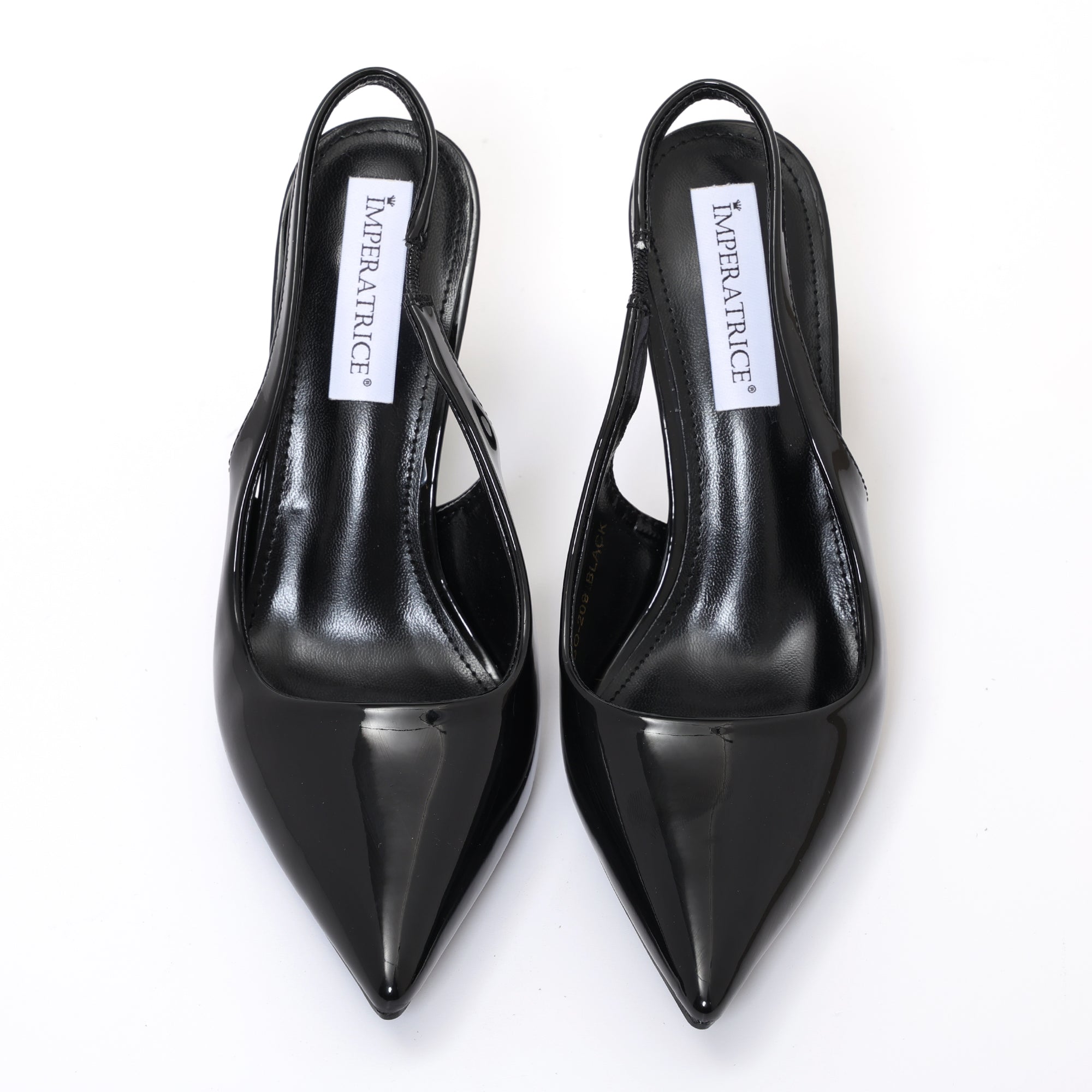 Dècolletè slingback in simil pelle verniciata con tacco a rocchetto tondo- Art.BO209