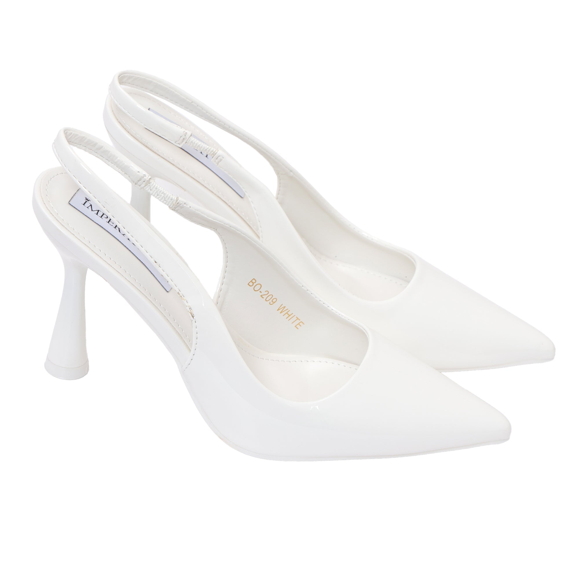Dècolletè slingback in simil pelle verniciata con tacco a rocchetto tondo- Art.BO209