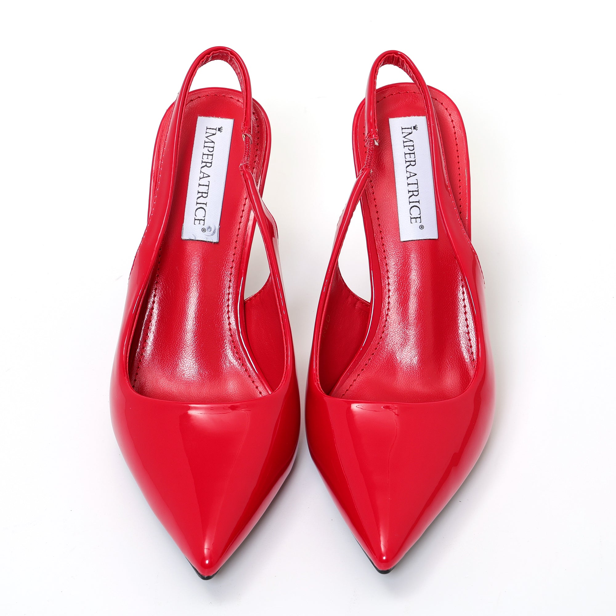 Dècolletè slingback in simil pelle verniciata con tacco a rocchetto tondo- Art.BO209