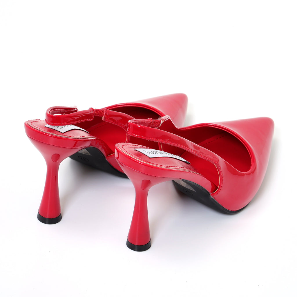 Dècolletè slingback in simil pelle verniciata con tacco a rocchetto tondo- Art.BO209