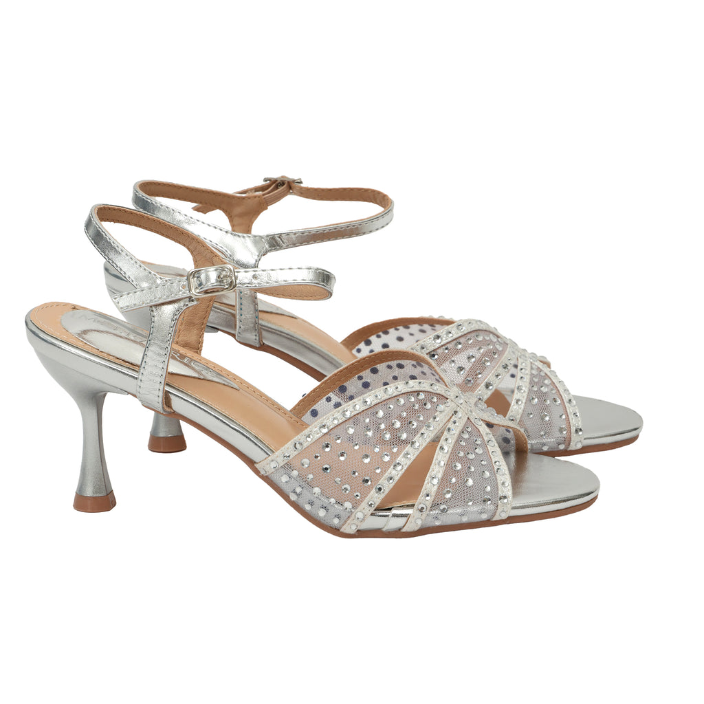 Sandali con strass - tacco 8,0 cm -Art.CL615