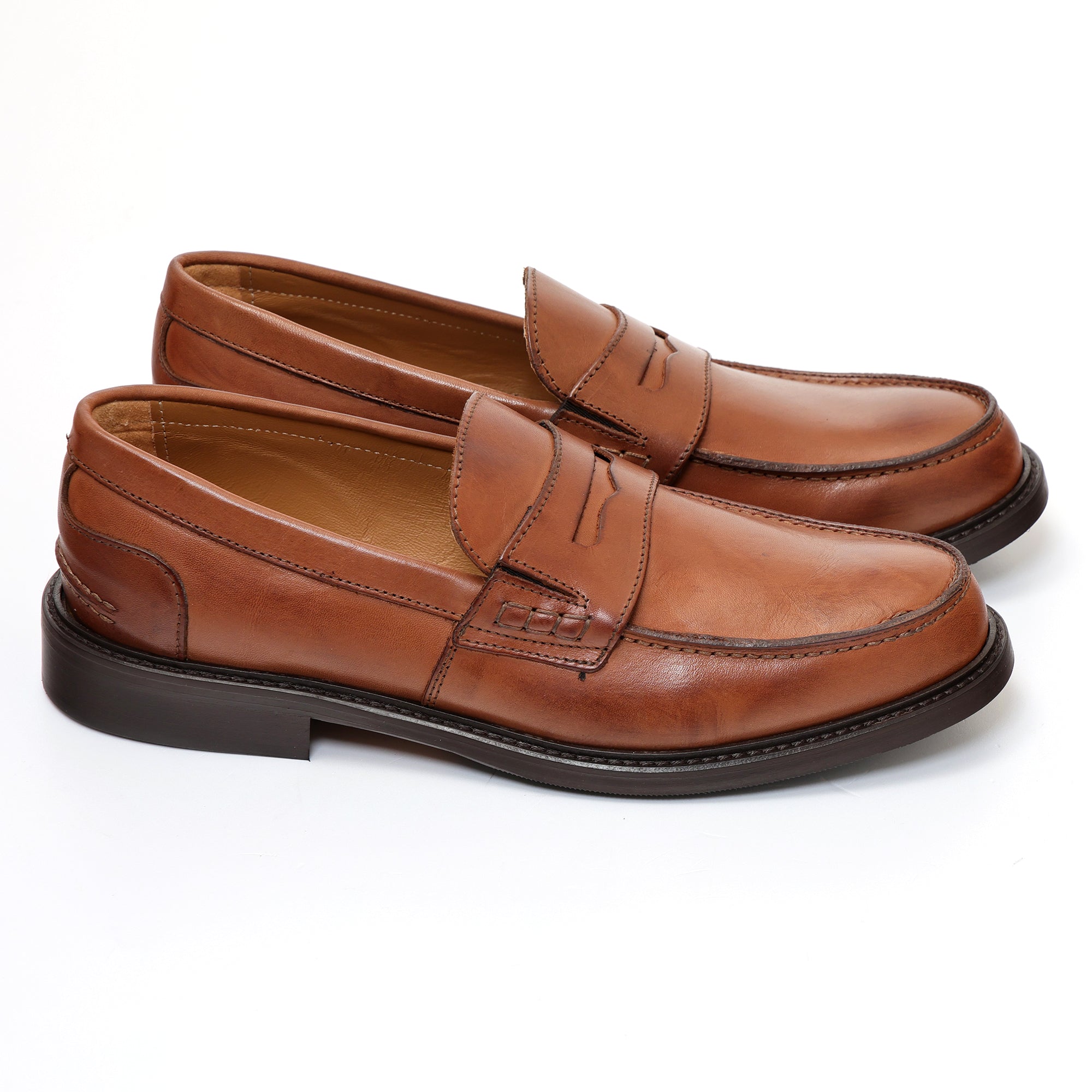 Mocassino con benda in pelle crust con fondo in cuoio antiscivolo-Art.805EFDOCUOIOCRUST