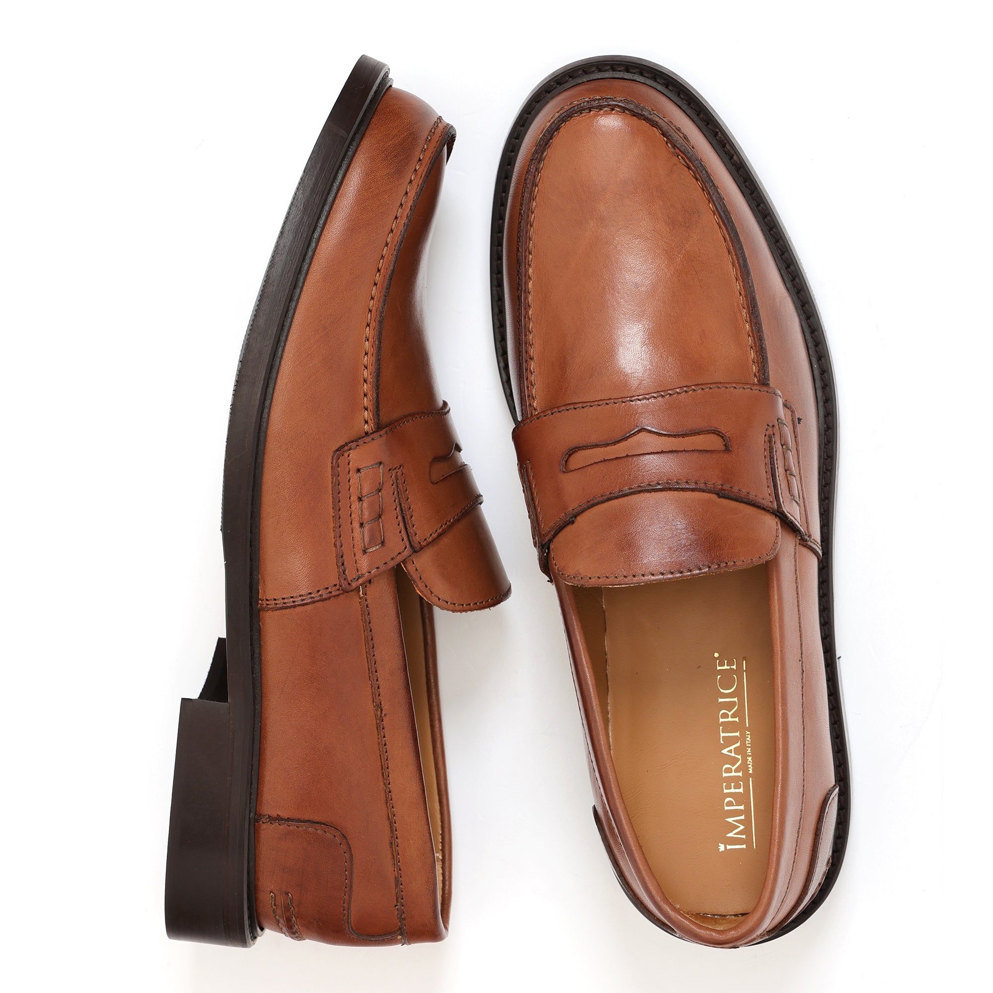 Mocassino con benda in pelle crust con fondo in cuoio antiscivolo-Art.805EFDOCUOIOCRUST