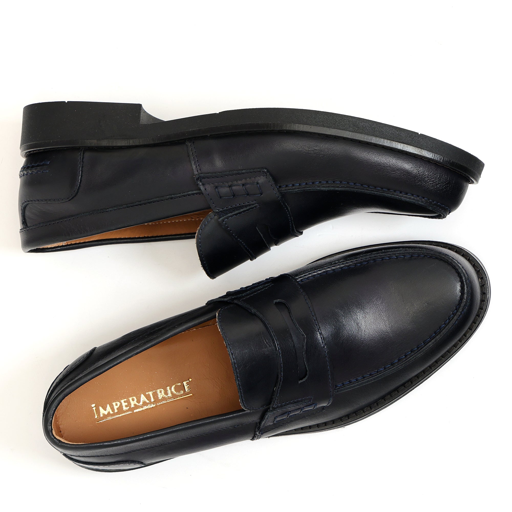 Mocassino con benda in pelle crust con fondo in gomma -Art.805EFDOGOMMACRUST