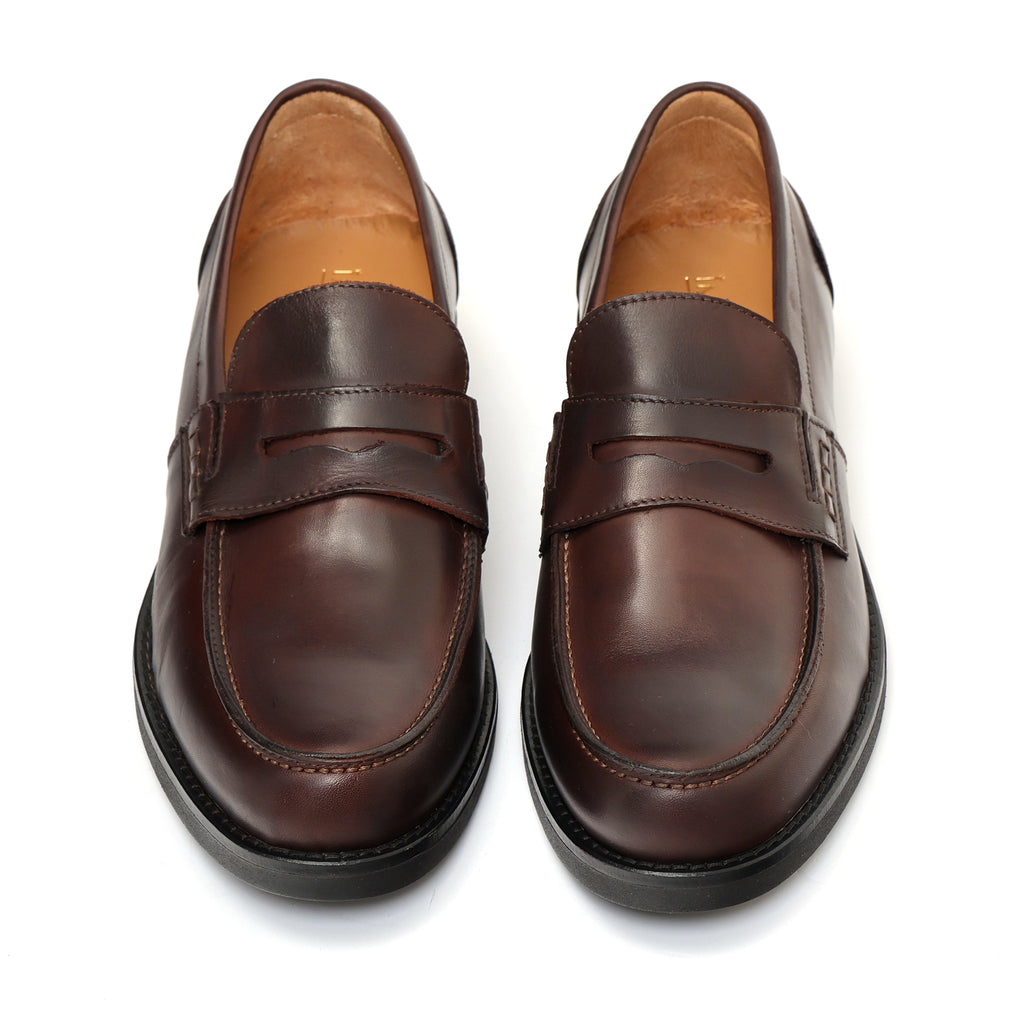 Mocassino con benda in pelle crust con fondo in gomma -Art.805EFDOGOMMACRUST
