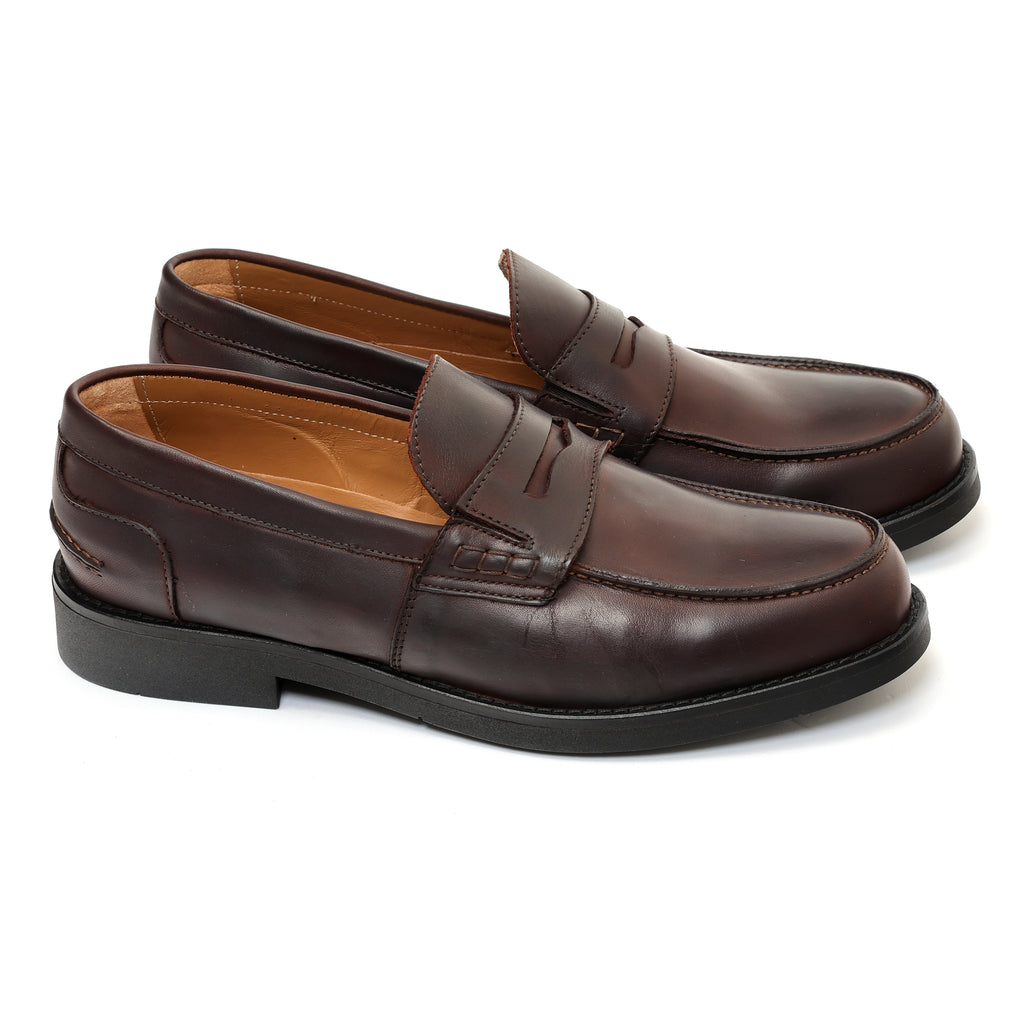 Mocassino con benda in pelle crust con fondo in gomma -Art.805EFDOGOMMACRUST