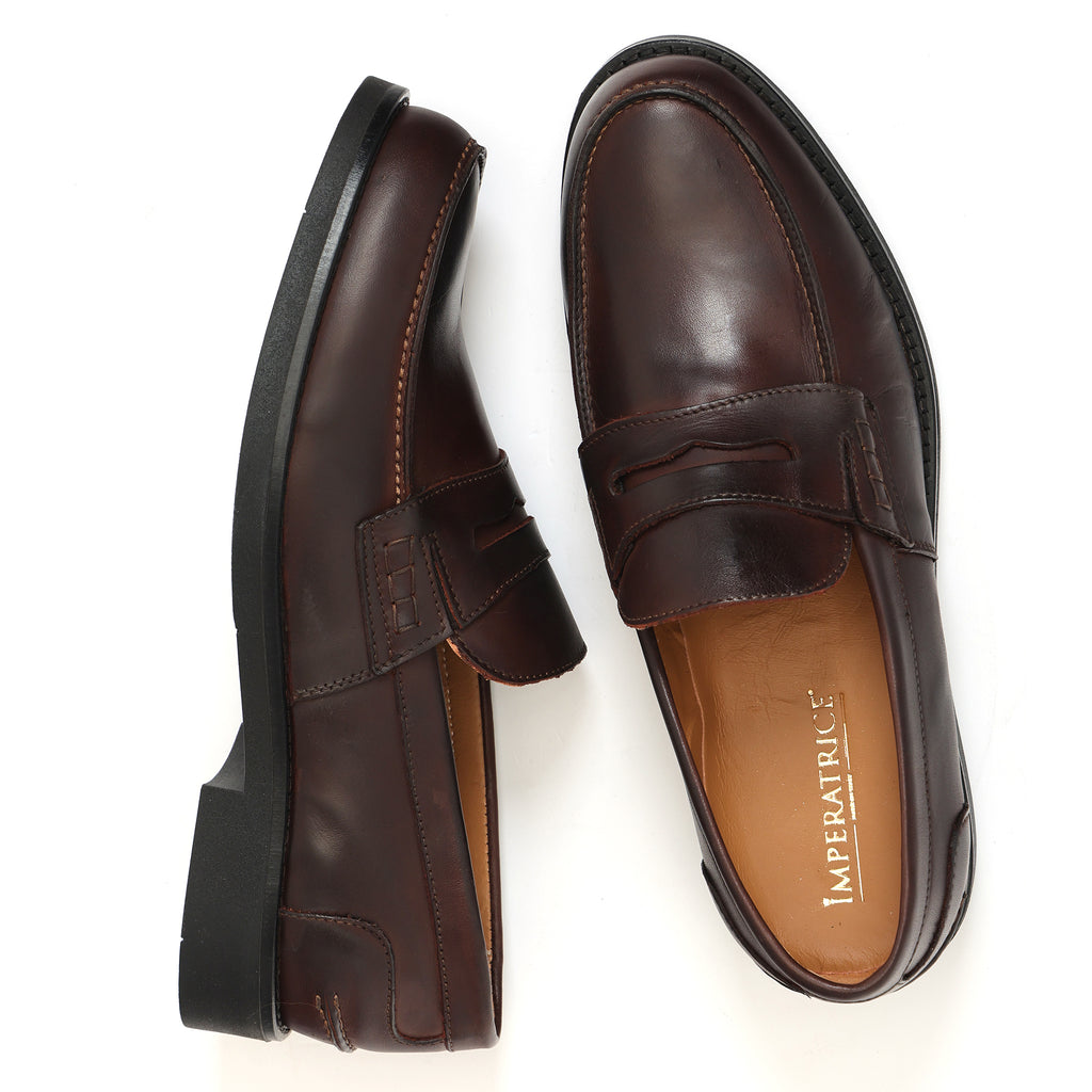 Mocassino con benda in pelle crust con fondo in gomma -Art.805EFDOGOMMACRUST