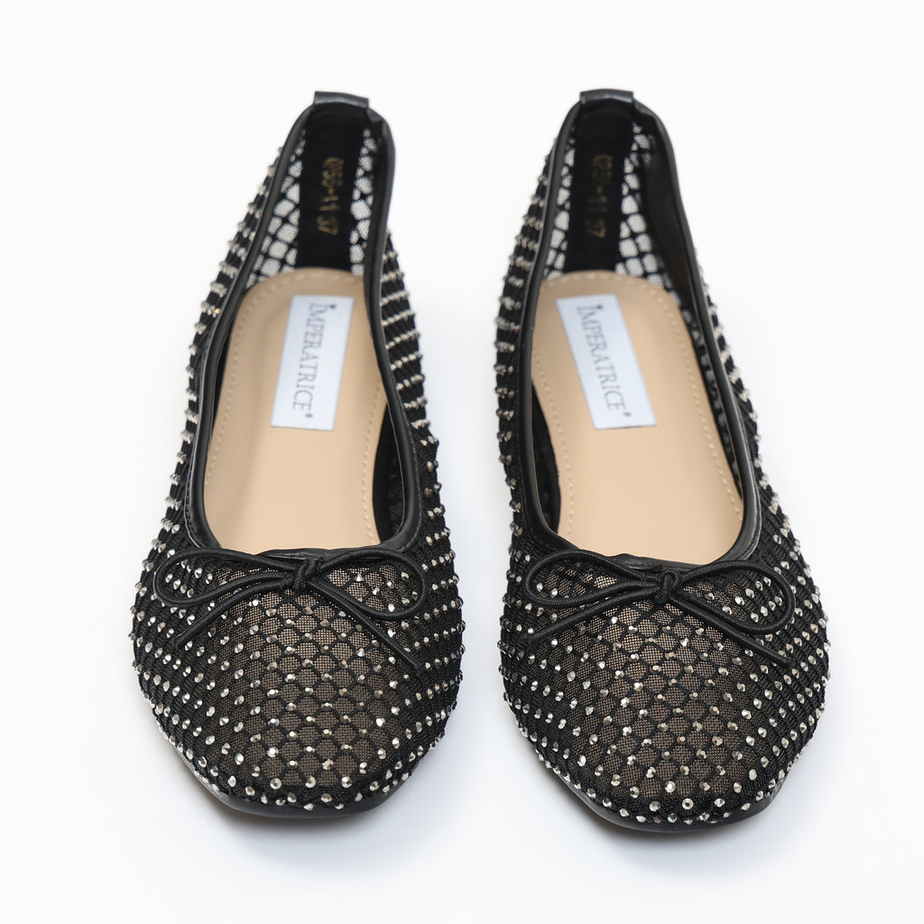Ballerine in simil pelle traforate con strass- Art.QP5511