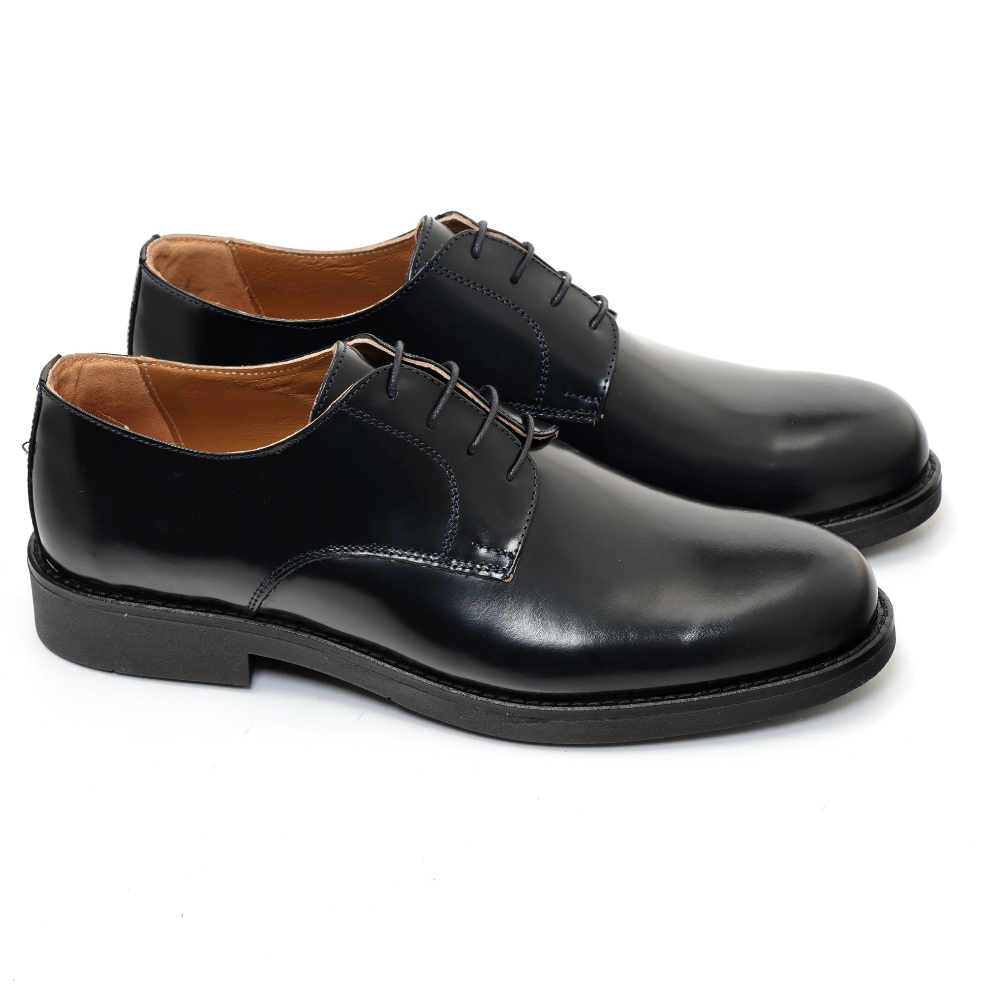 Derby stringate in pelle abrasivato con fondo in gomma -Art.301LFDOGOMMAABRASIVATO