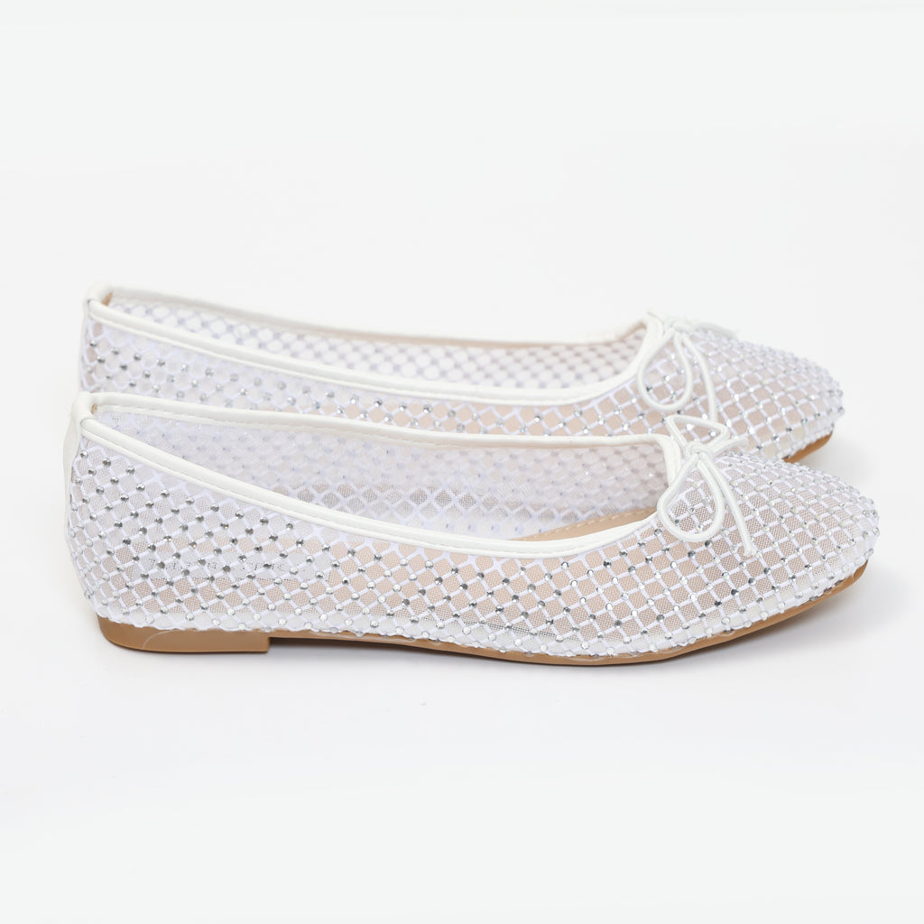 Ballerine in simil pelle traforate con strass- Art.QP5511