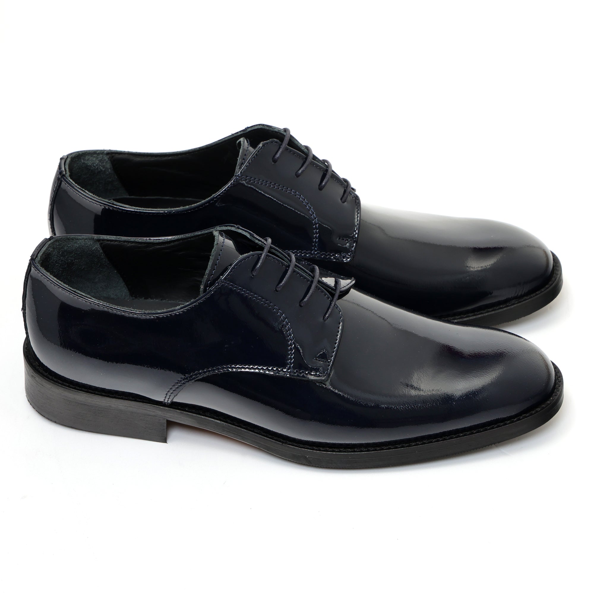 Derby stringate in pelle verniciata con fondo cuoio antiscivolo-Art.301LFDOCUOIOVERNICE