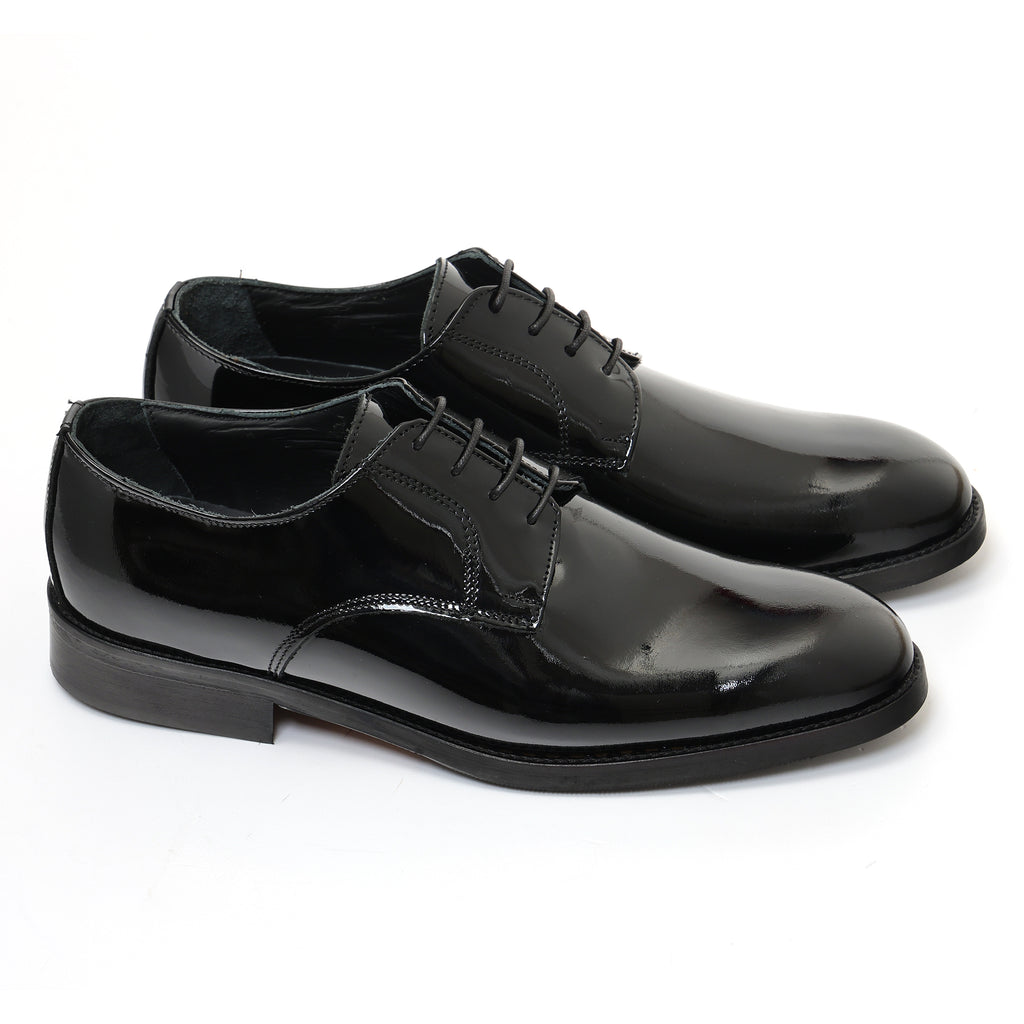 Derby stringate in pelle verniciata con fondo cuoio antiscivolo-Art.301LFDOCUOIOVERNICE