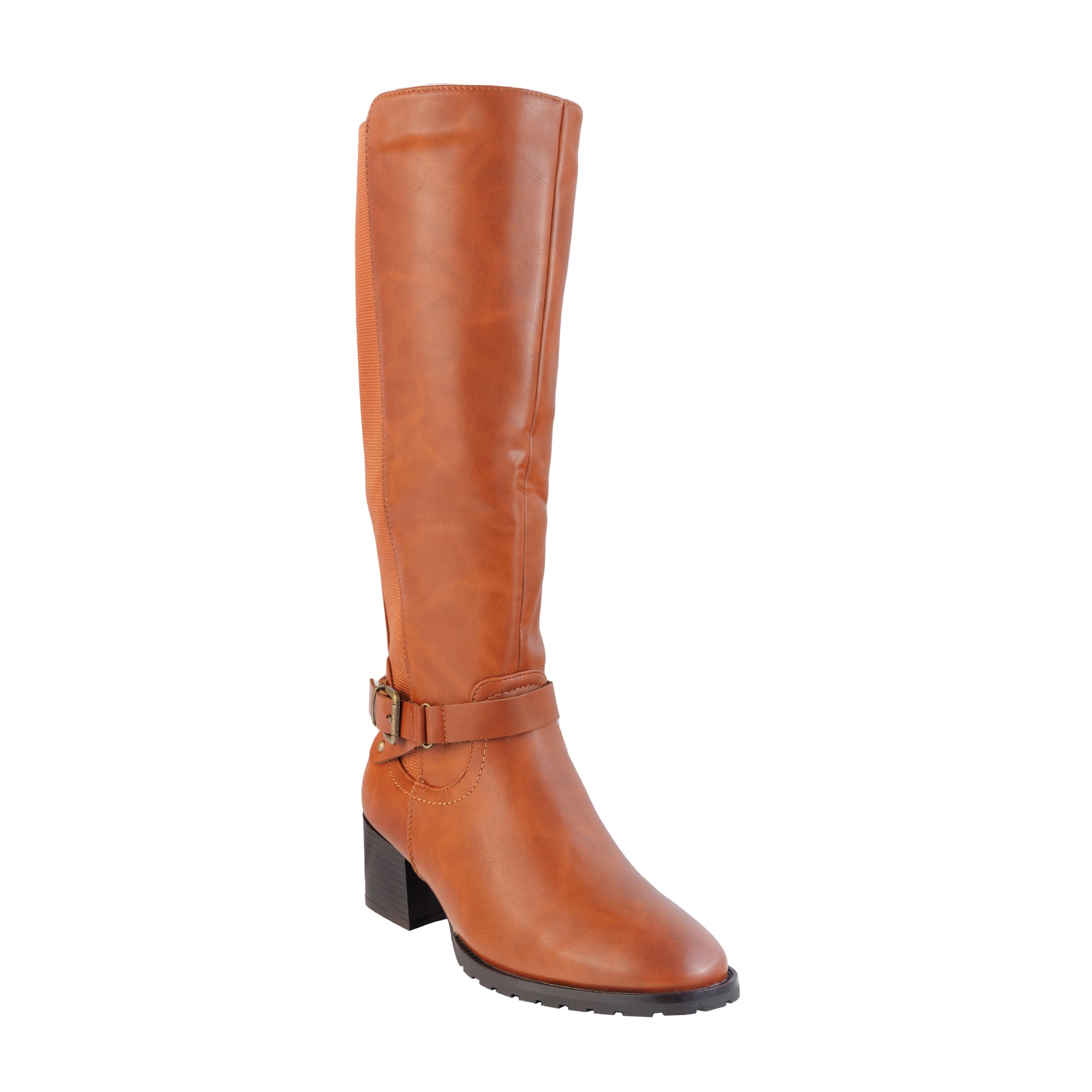 Stivali in simil pelle con tacco comodo e fascia elastica laterale- Art.CHC325