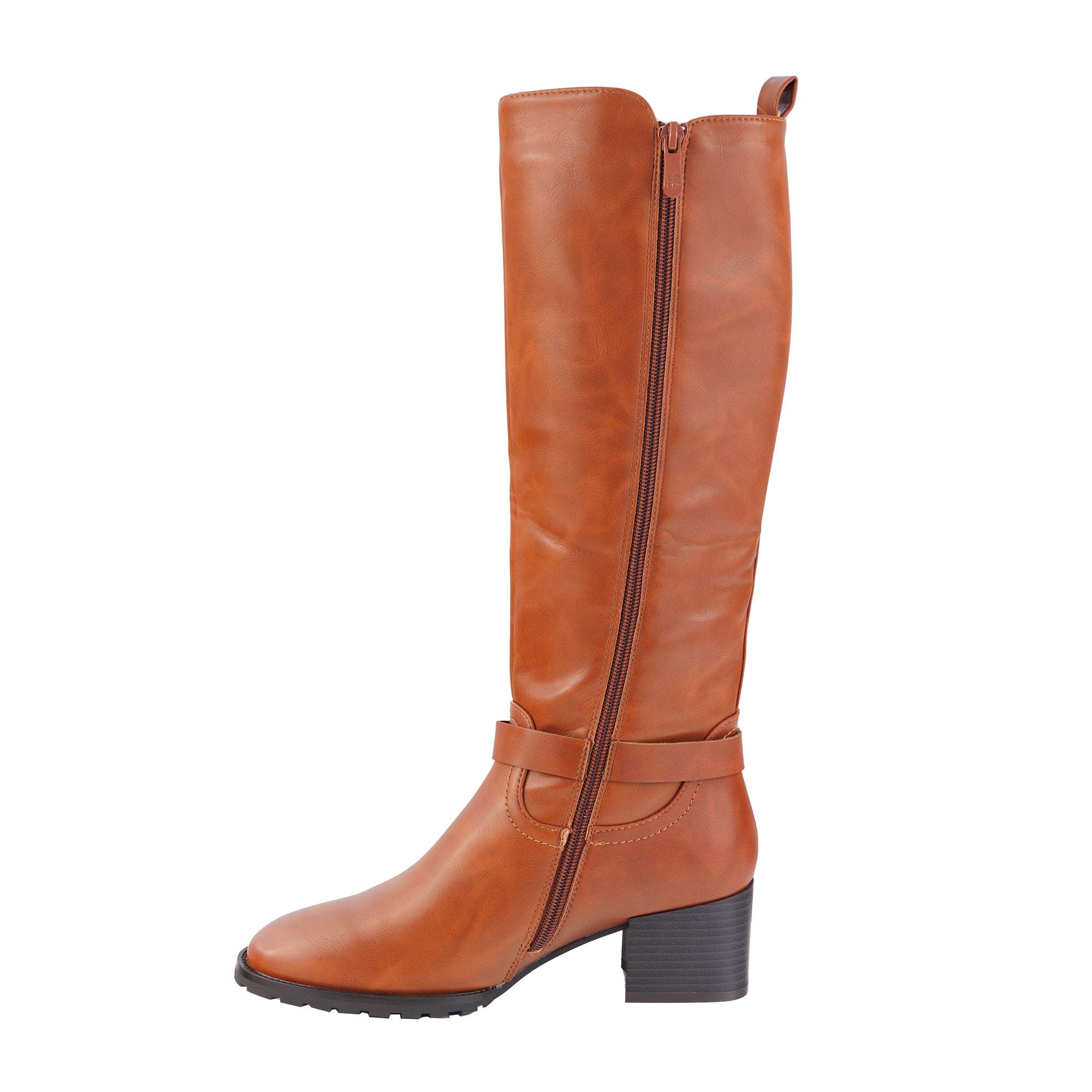 Stivali in simil pelle con tacco comodo e fascia elastica laterale- Art.CHC325