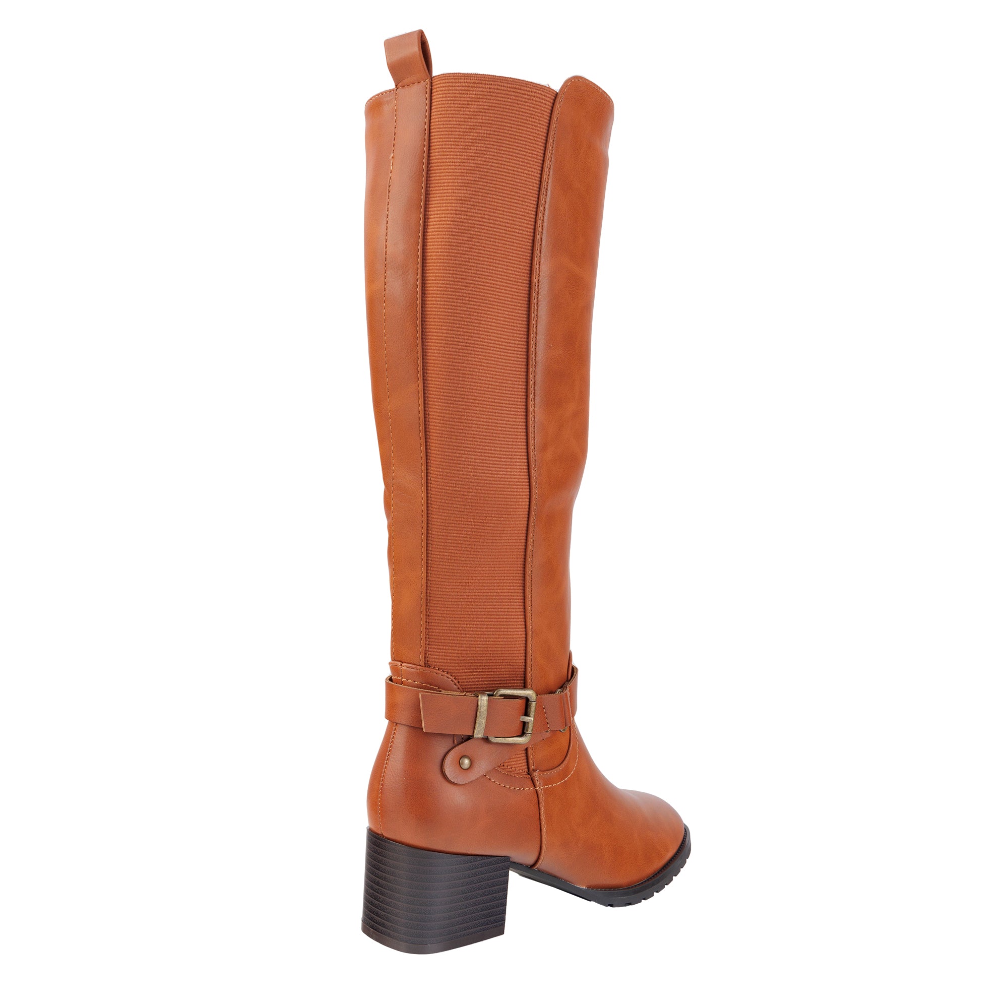 Stivali in simil pelle con tacco comodo e fascia elastica laterale- Art.CHC325