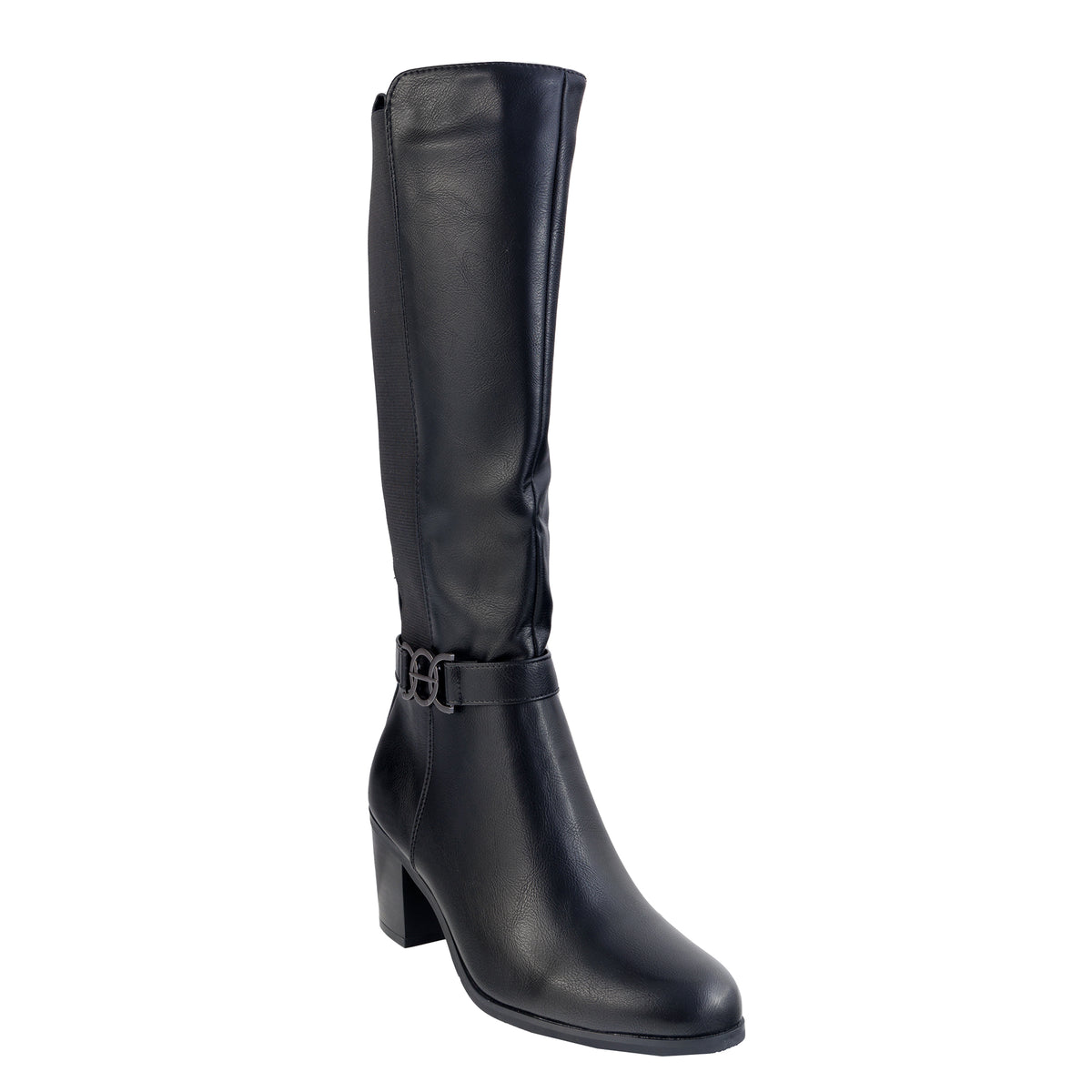 Stivali in simil pelle con tacco comodo e fascia elastica laterale- Art.CHC336