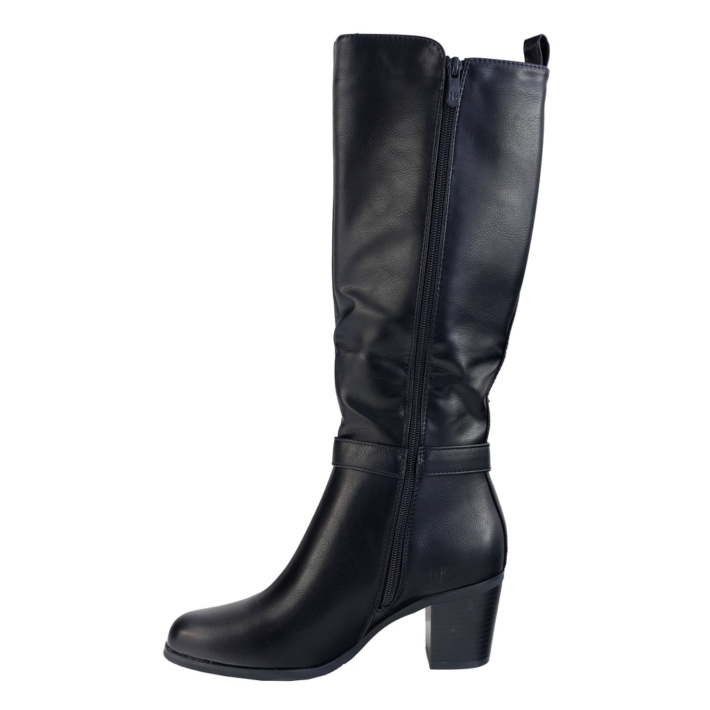 Stivali in simil pelle con tacco comodo e fascia elastica laterale- Art.CHC336